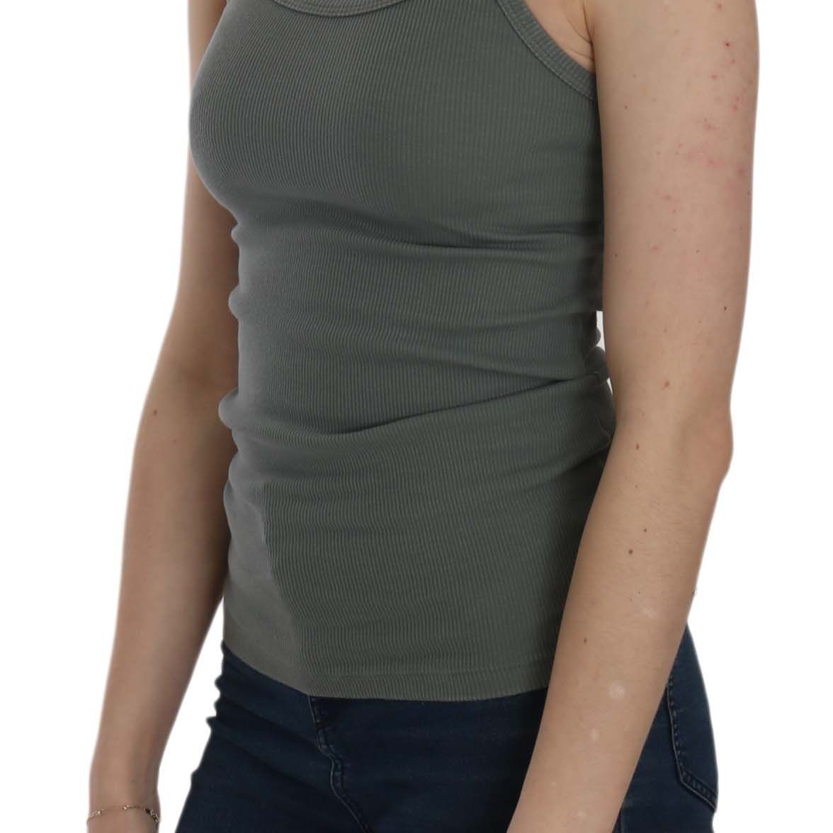 PINK MEMORIES Green Sleeveless Spaghetti Tank T-Shirt Blouse