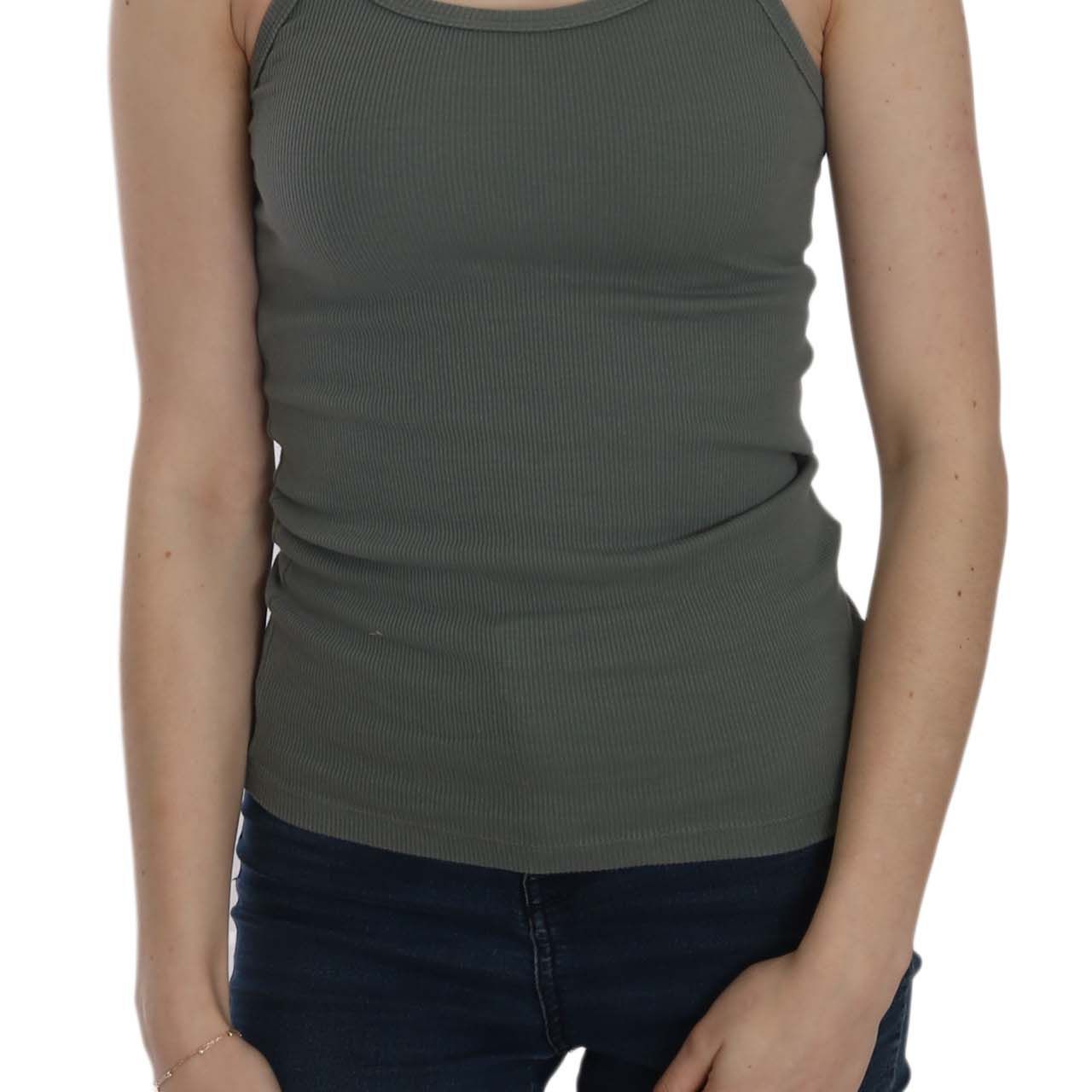 PINK MEMORIES Green Sleeveless Spaghetti Tank T-Shirt Blouse