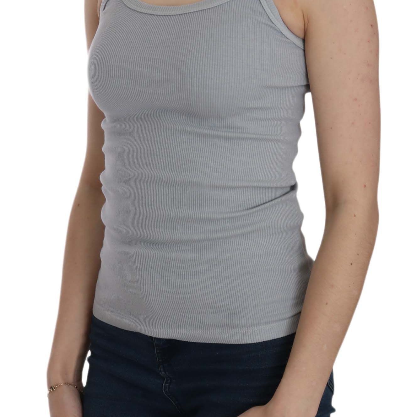 PINK MEMORIES Light Grey Sleeveless Spaghetti Strap Blouse