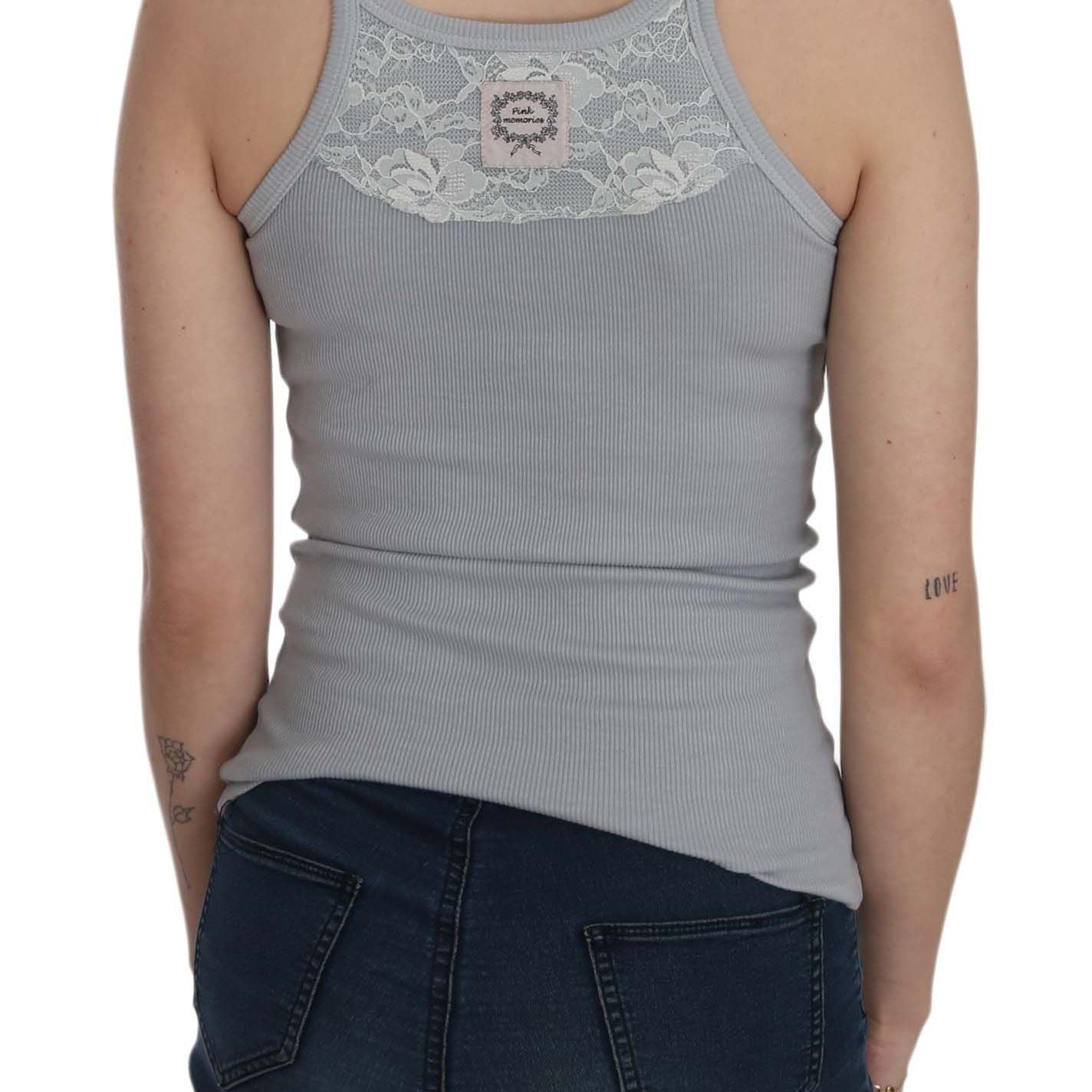 PINK MEMORIES Light Grey Sleeveless Spaghetti Strap Blouse