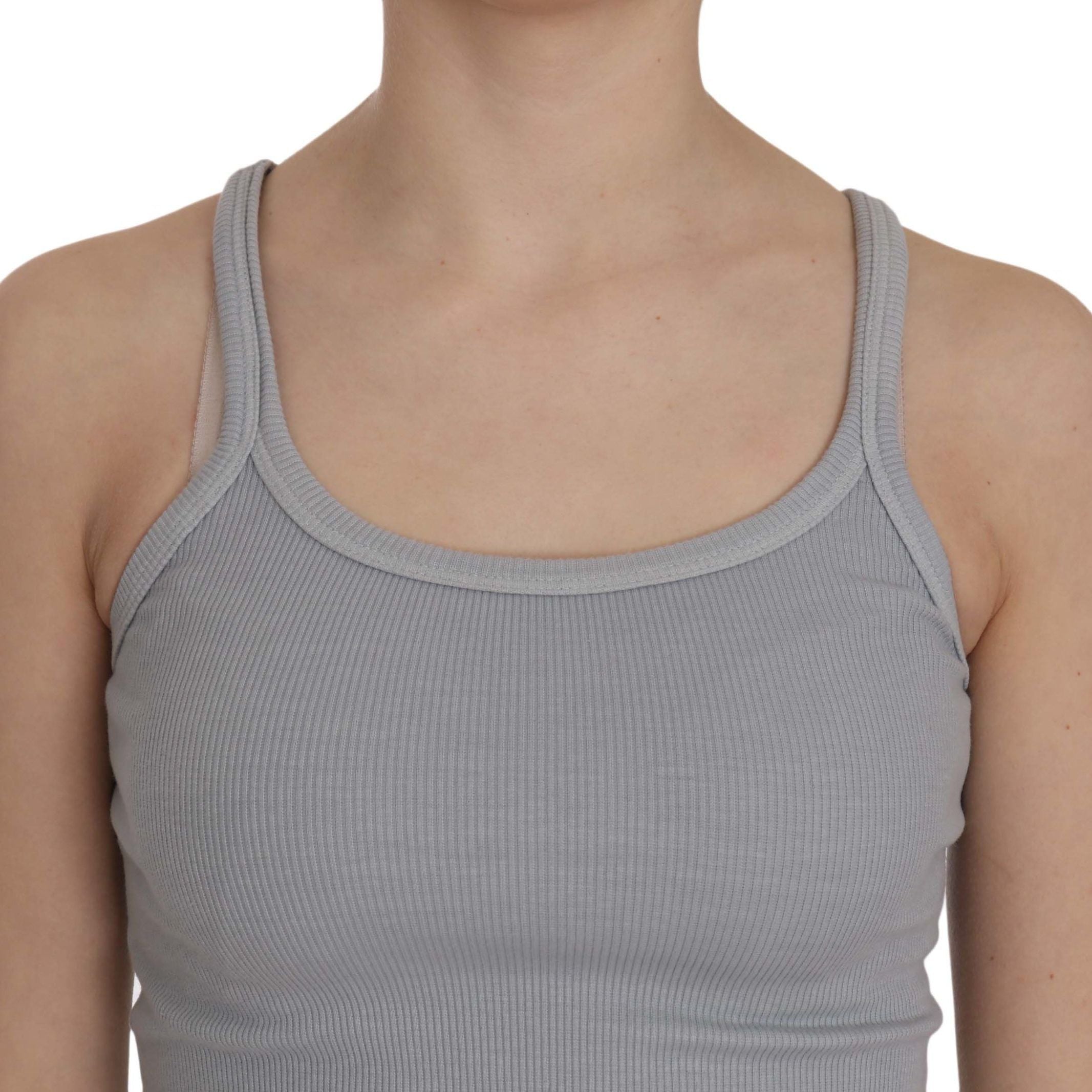 PINK MEMORIES Light Grey Sleeveless Spaghetti Strap Blouse
