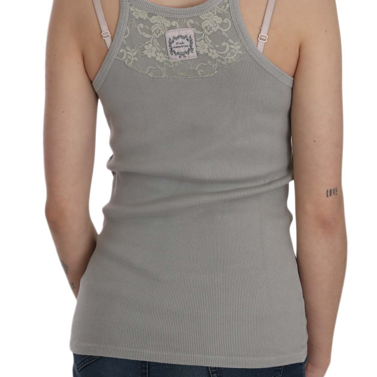 PINK MEMORIES Grey Sleeveless Spaghetti Strap Shirt