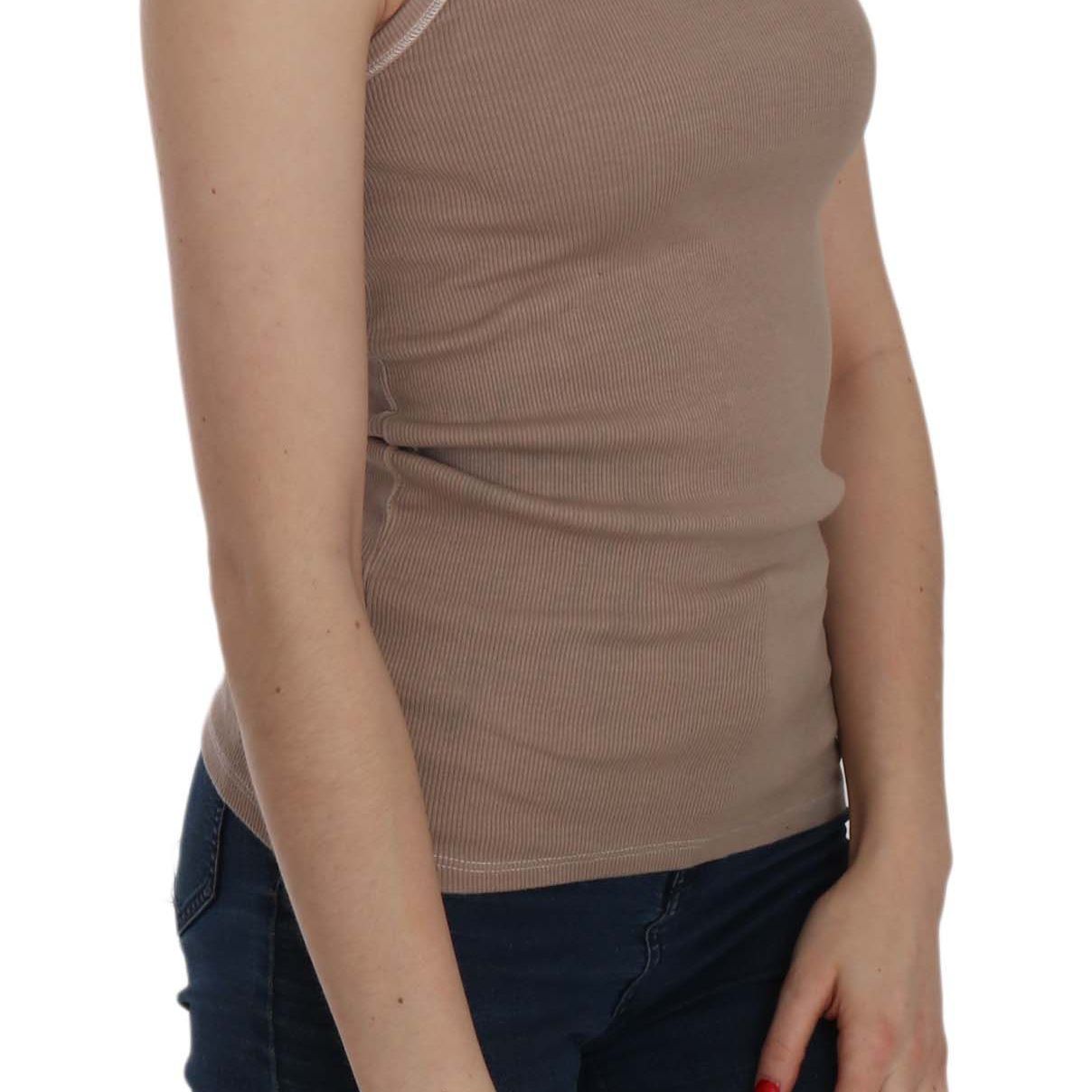 PINK MEMORIES Brown Sleeveless Spaghetti Strap Tank Blouse