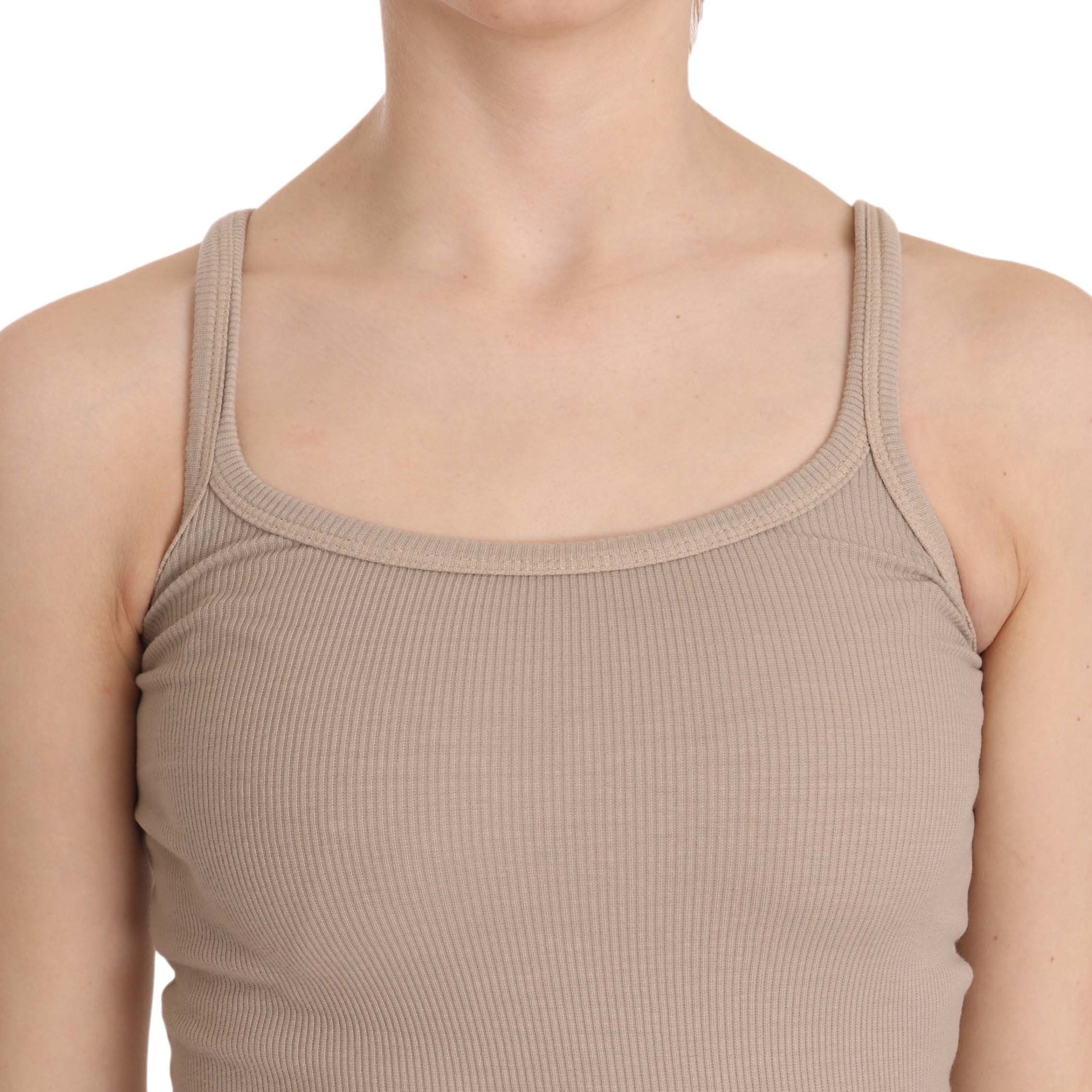 PINK MEMORIES Brown Sleeveless Spaghetti Strap Top Blouse