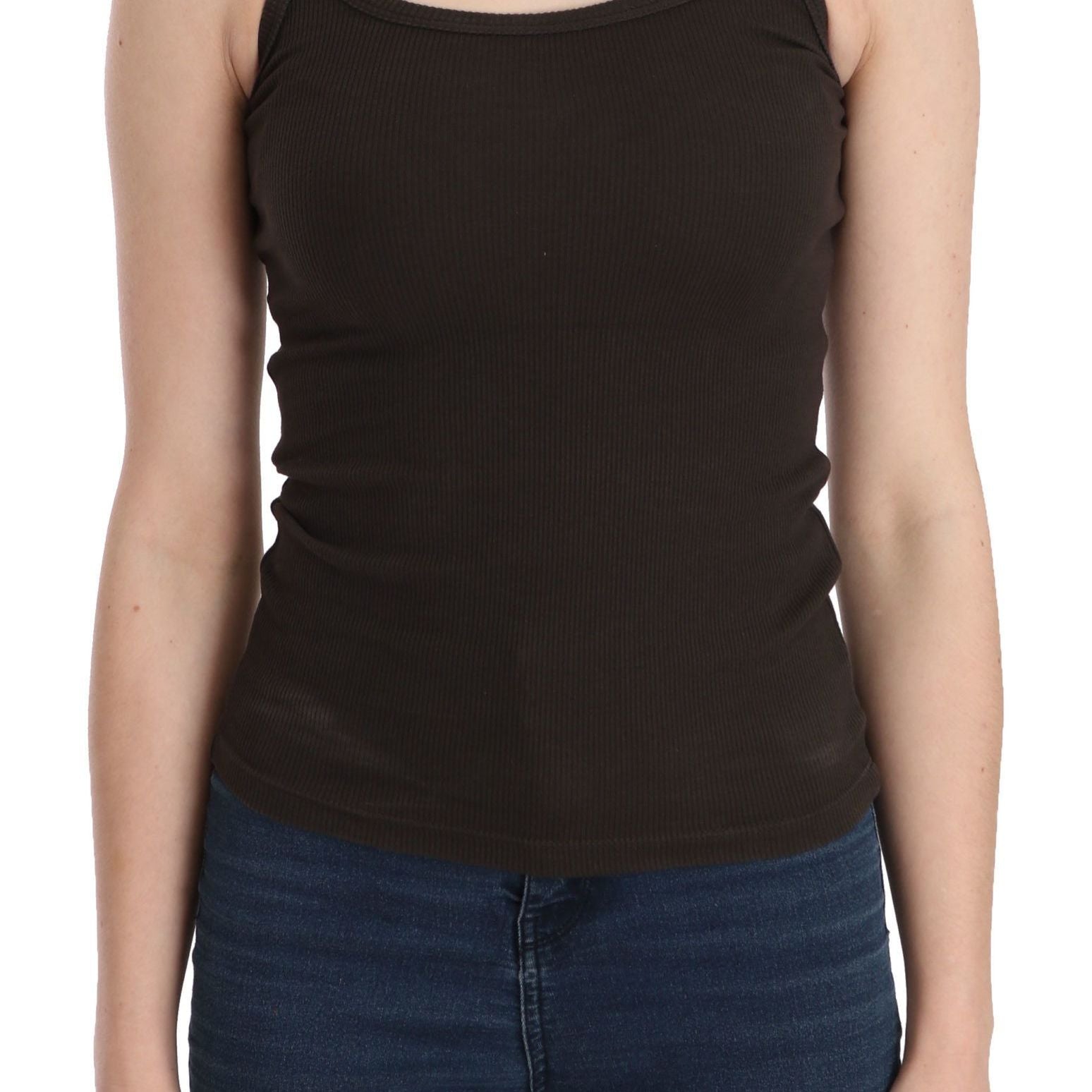 PINK MEMORIES Dark Brown Sleeveless Spaghetti Strap Blouse