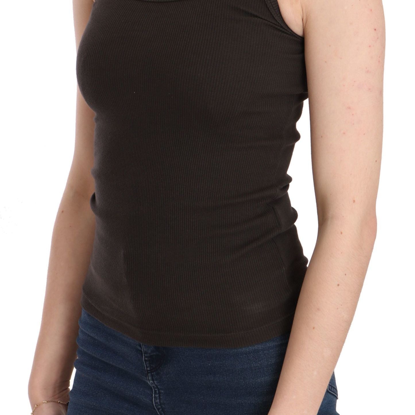 PINK MEMORIES Dark Brown Sleeveless Spaghetti Strap Blouse