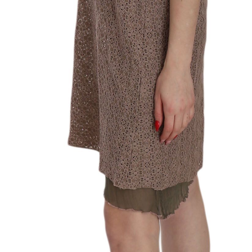 PINK MEMORIES Cotton Green Spaghetti Strap A-line Mini Dress