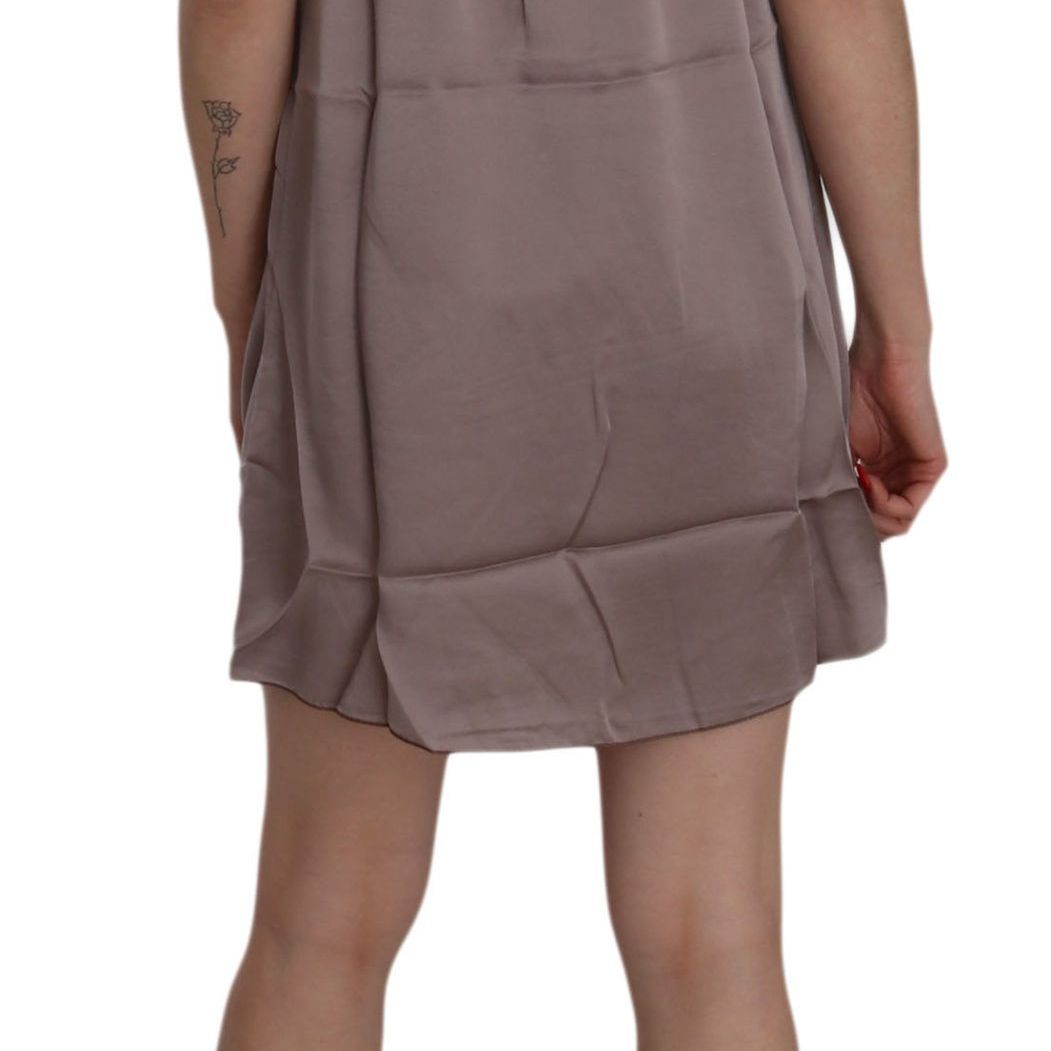 PINK MEMORIES Purple Spaghetti A-line Mini Silk Dress