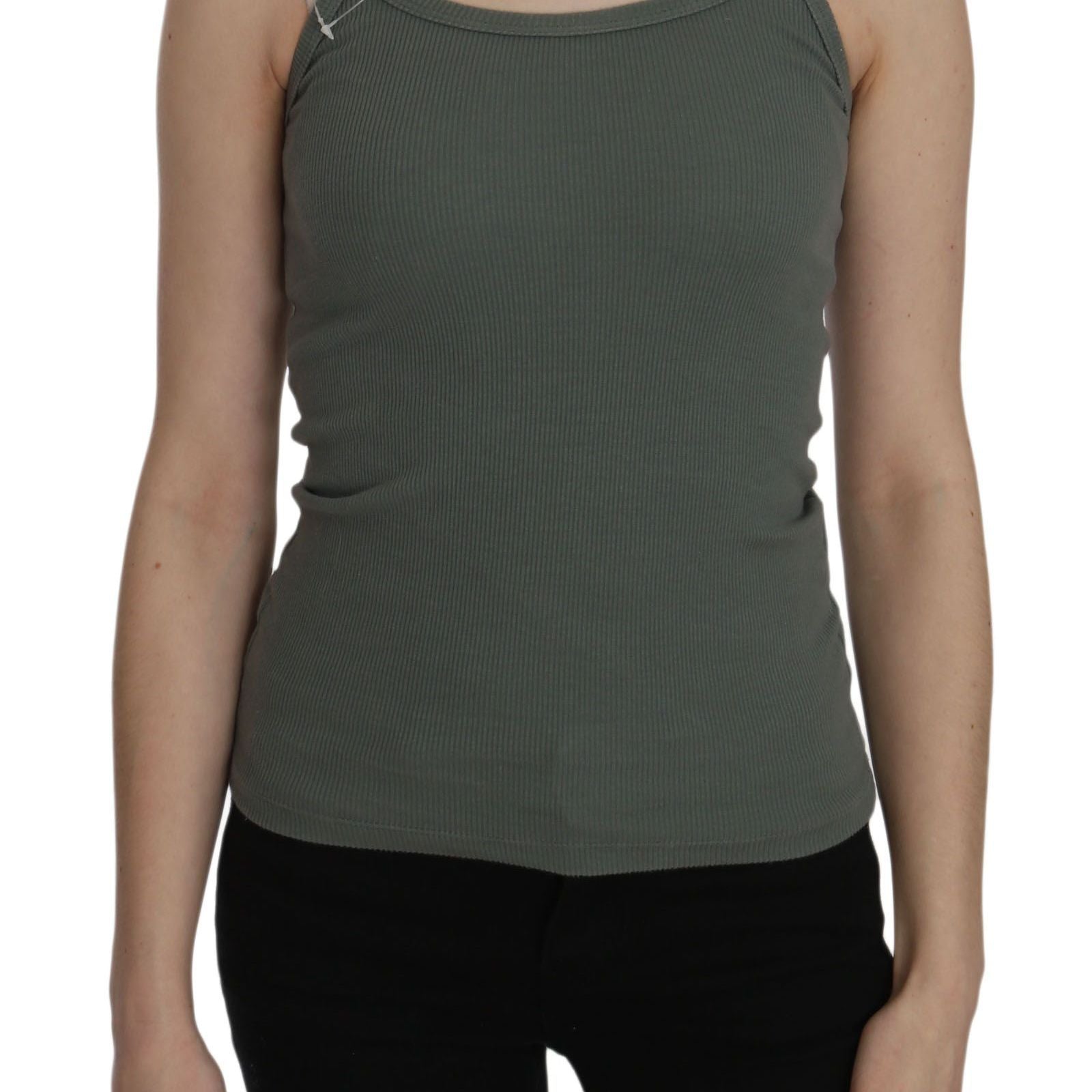 PINK MEMORIES Green Spaghetti Strap Slim Fit Casual Tank Top Blouse