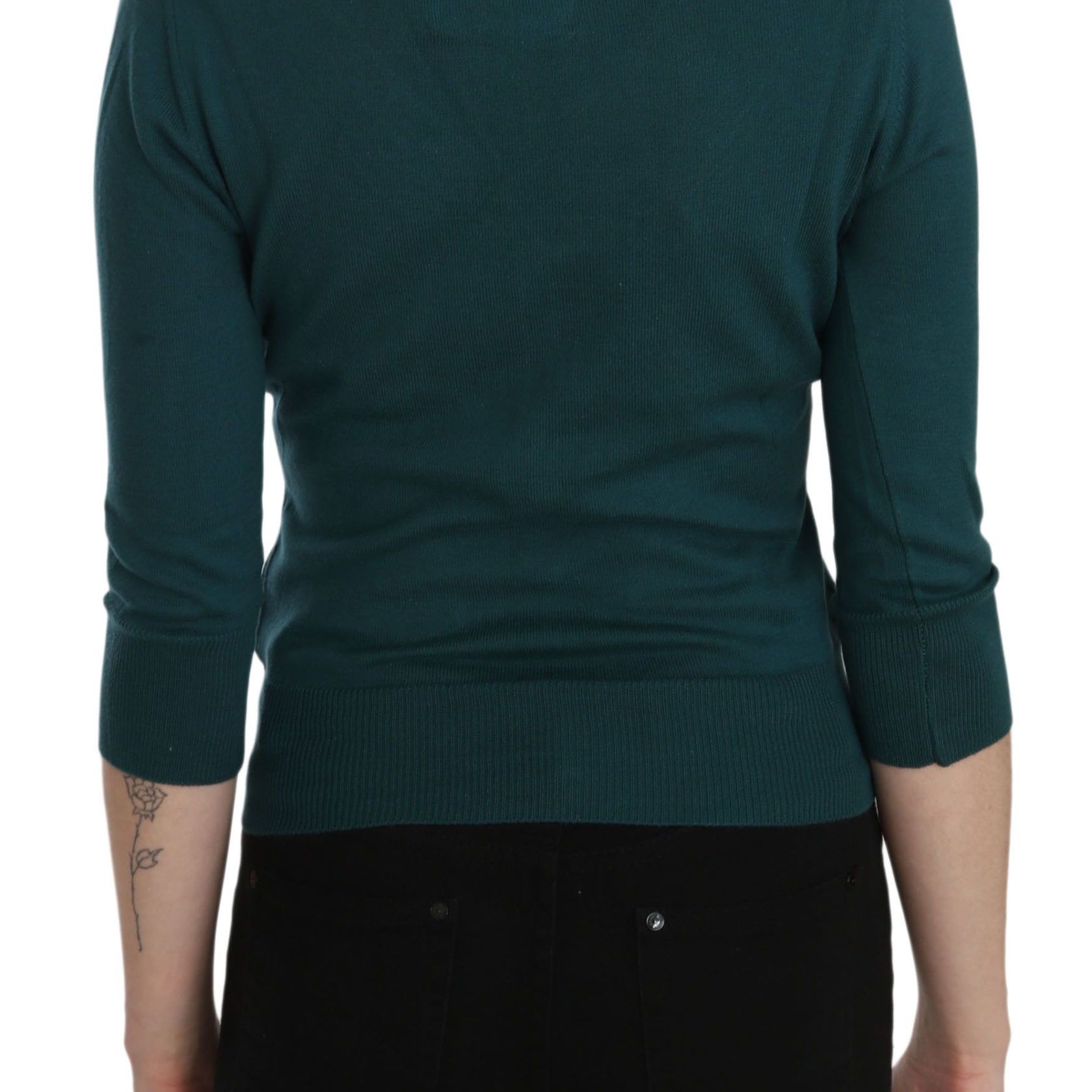 PINK MEMORIES Blue Green Cotton 3/4 Sleeve Cardigan Top Blouse