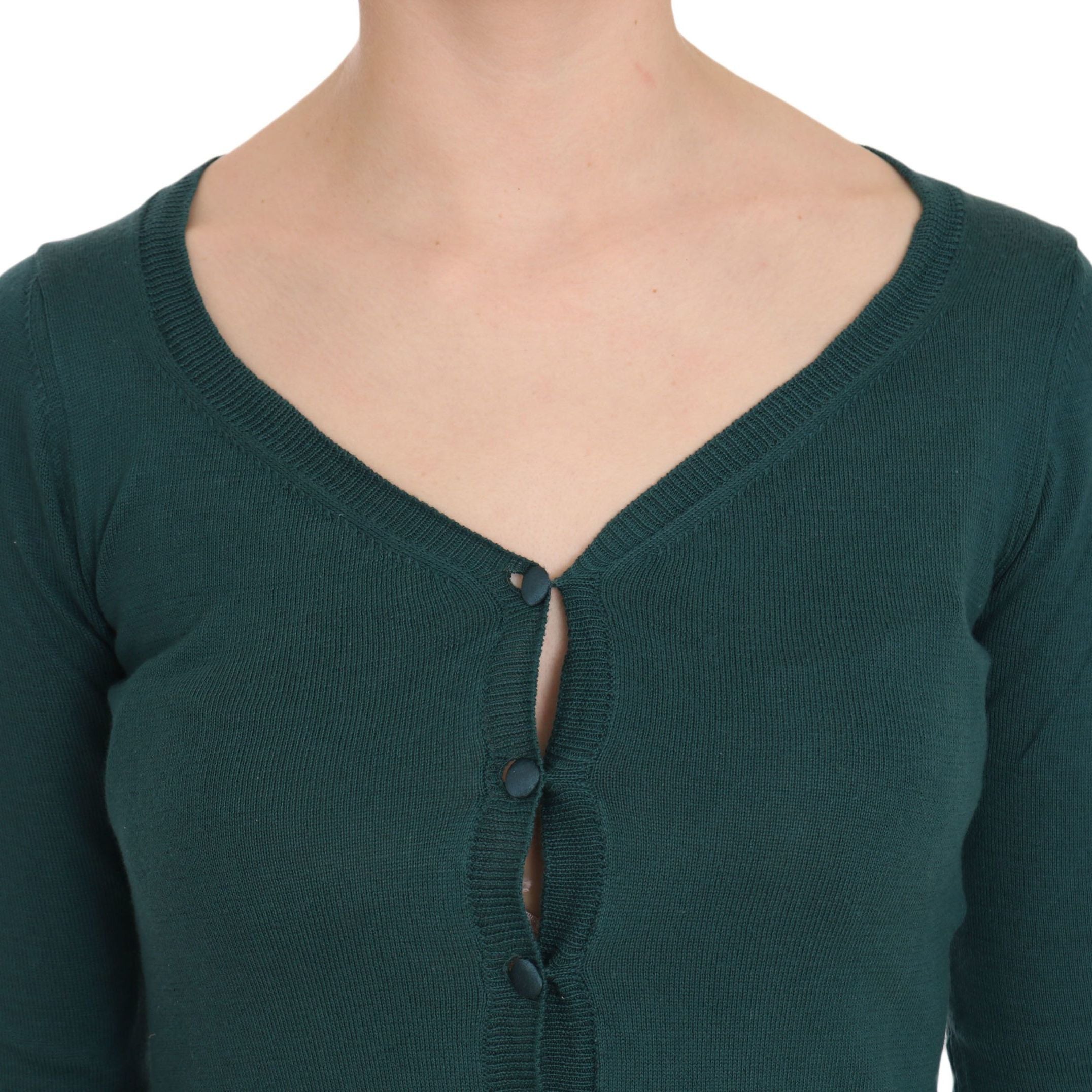 PINK MEMORIES Blue Green Cotton 3/4 Sleeve Cardigan Top Blouse