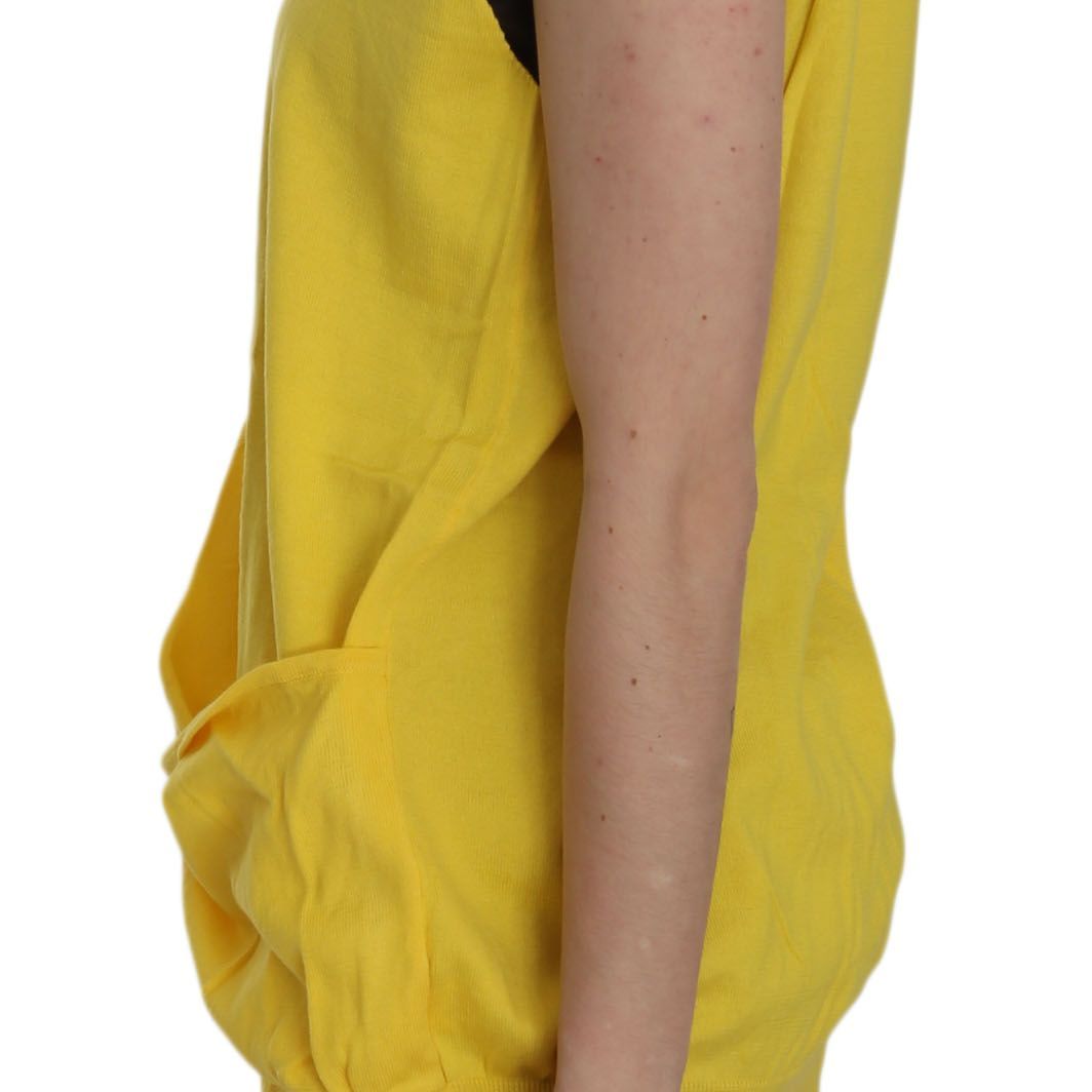 PINK MEMORIES Yellow 100% Cotton Sleeveless Cardigan Top Vest
