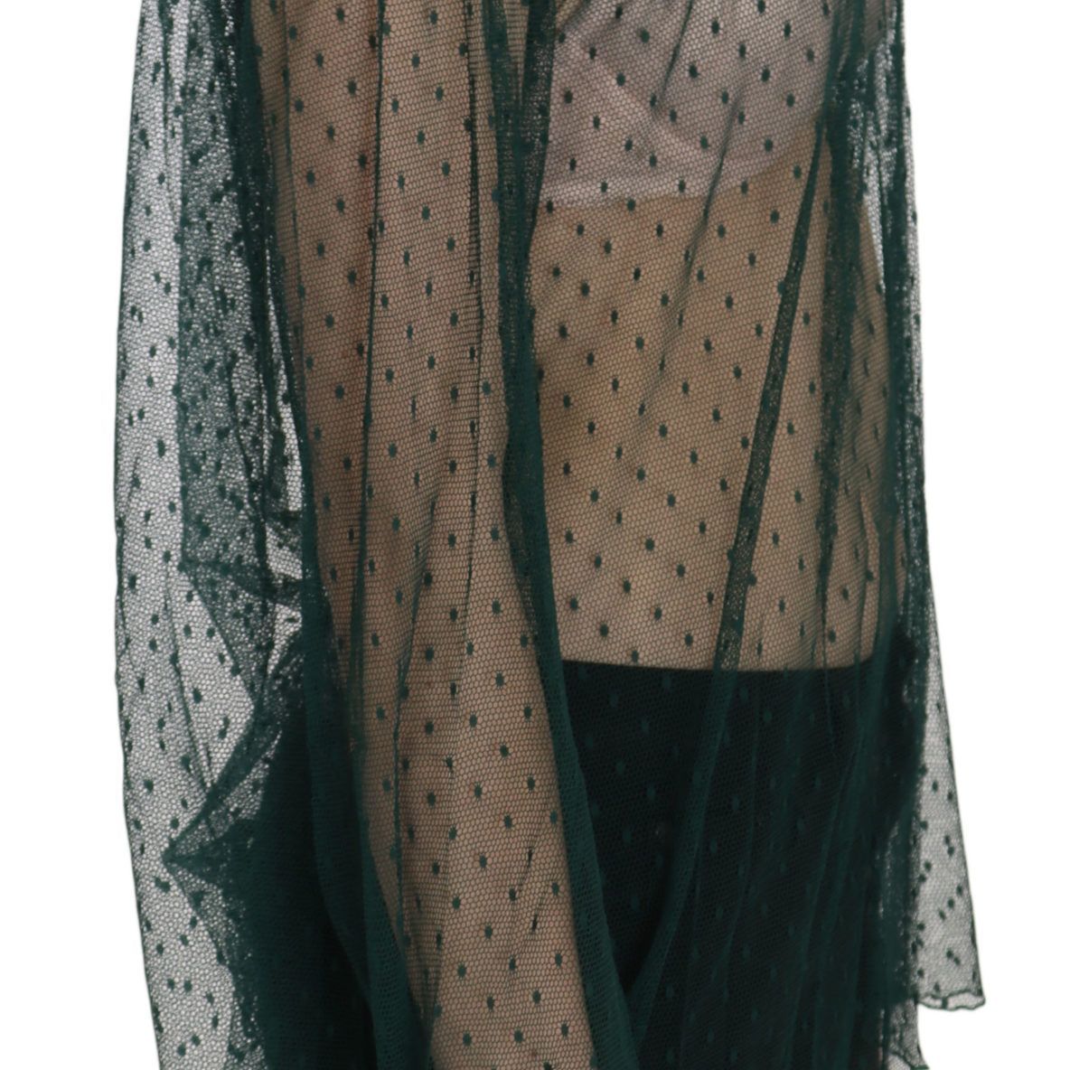 PINK MEMORIES Green Mesh See Through Long Sleeve Top Blouse