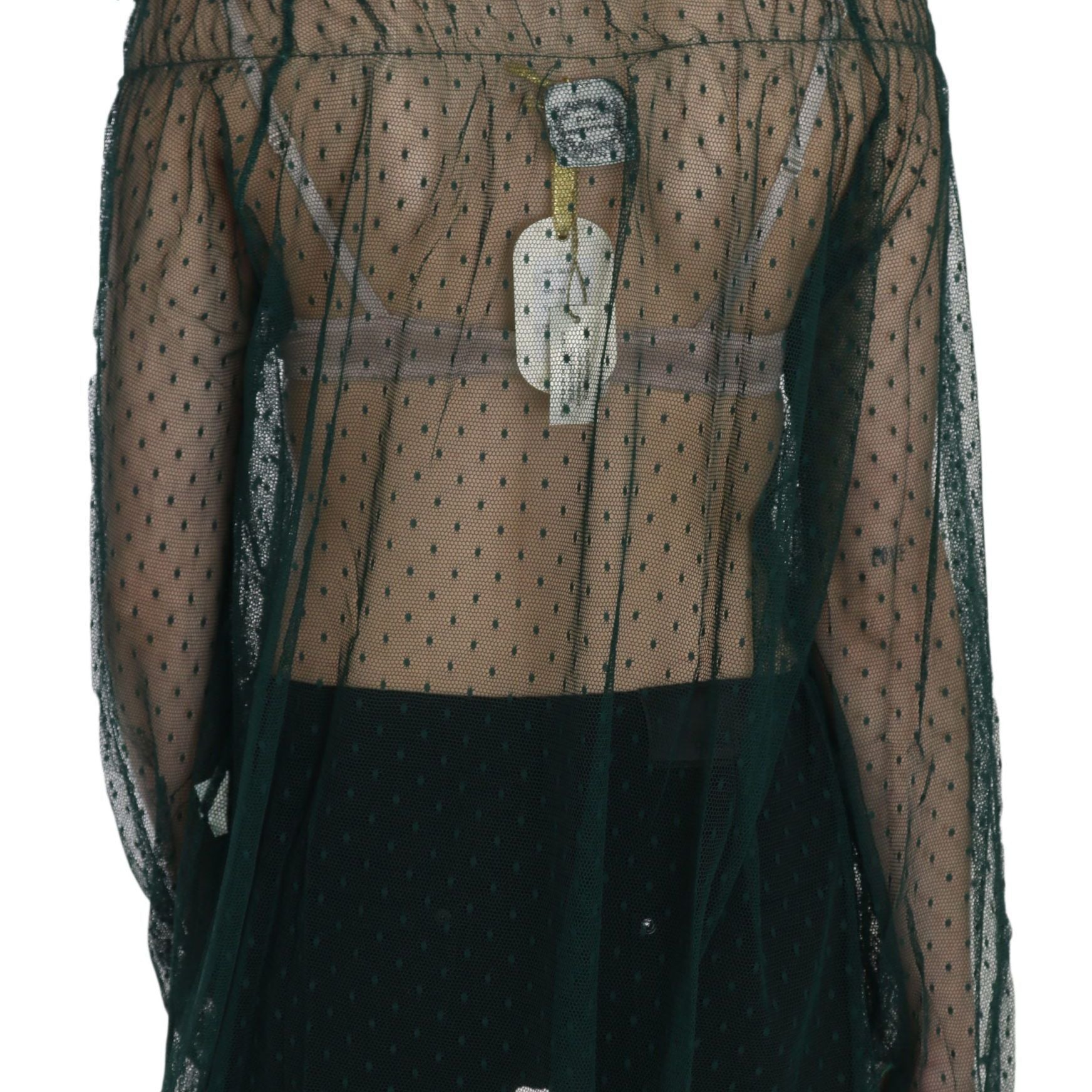 PINK MEMORIES Green Mesh See Through Long Sleeve Top Blouse