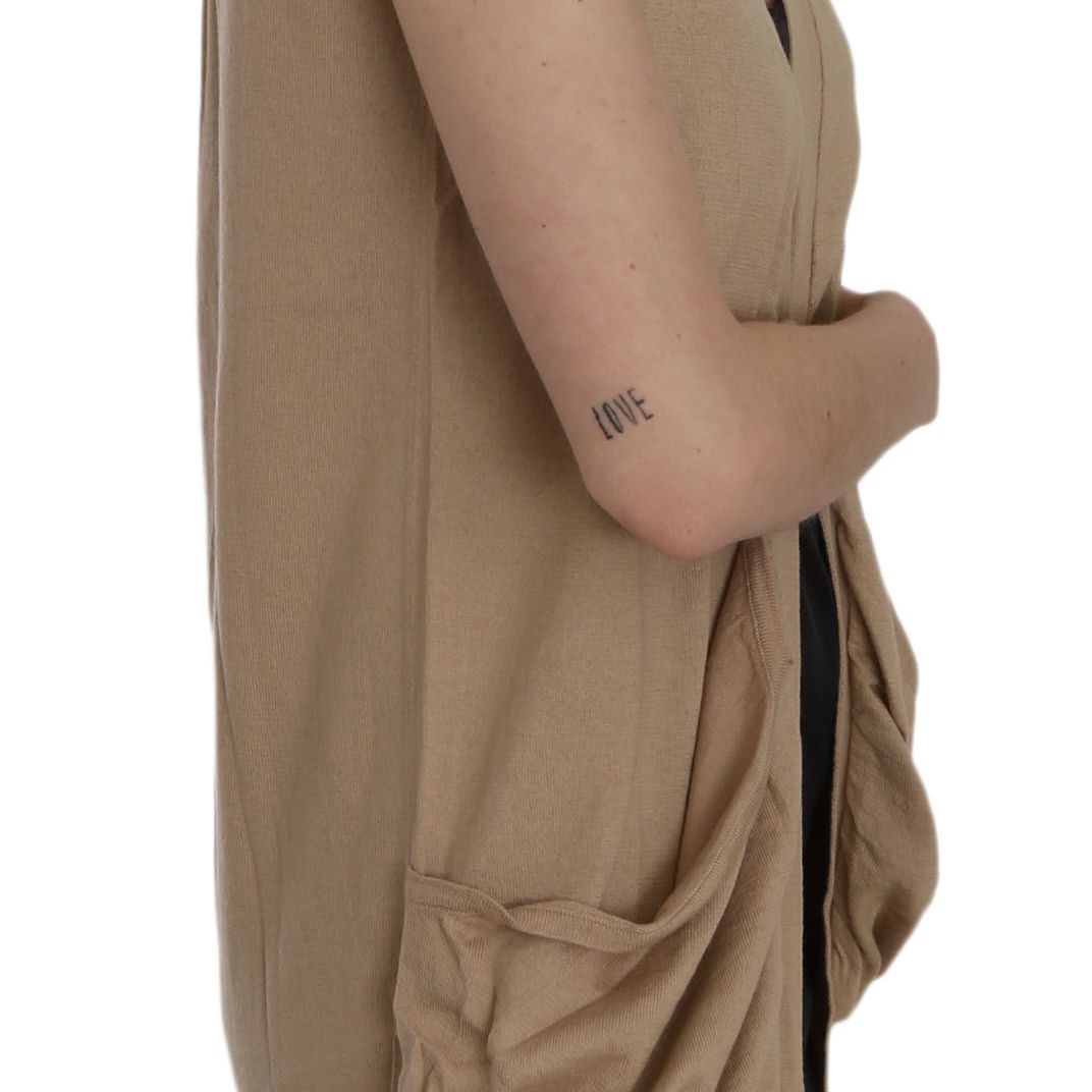 PINK MEMORIES Brown 100% Cotton Sleeveless Cardigan Top Vest