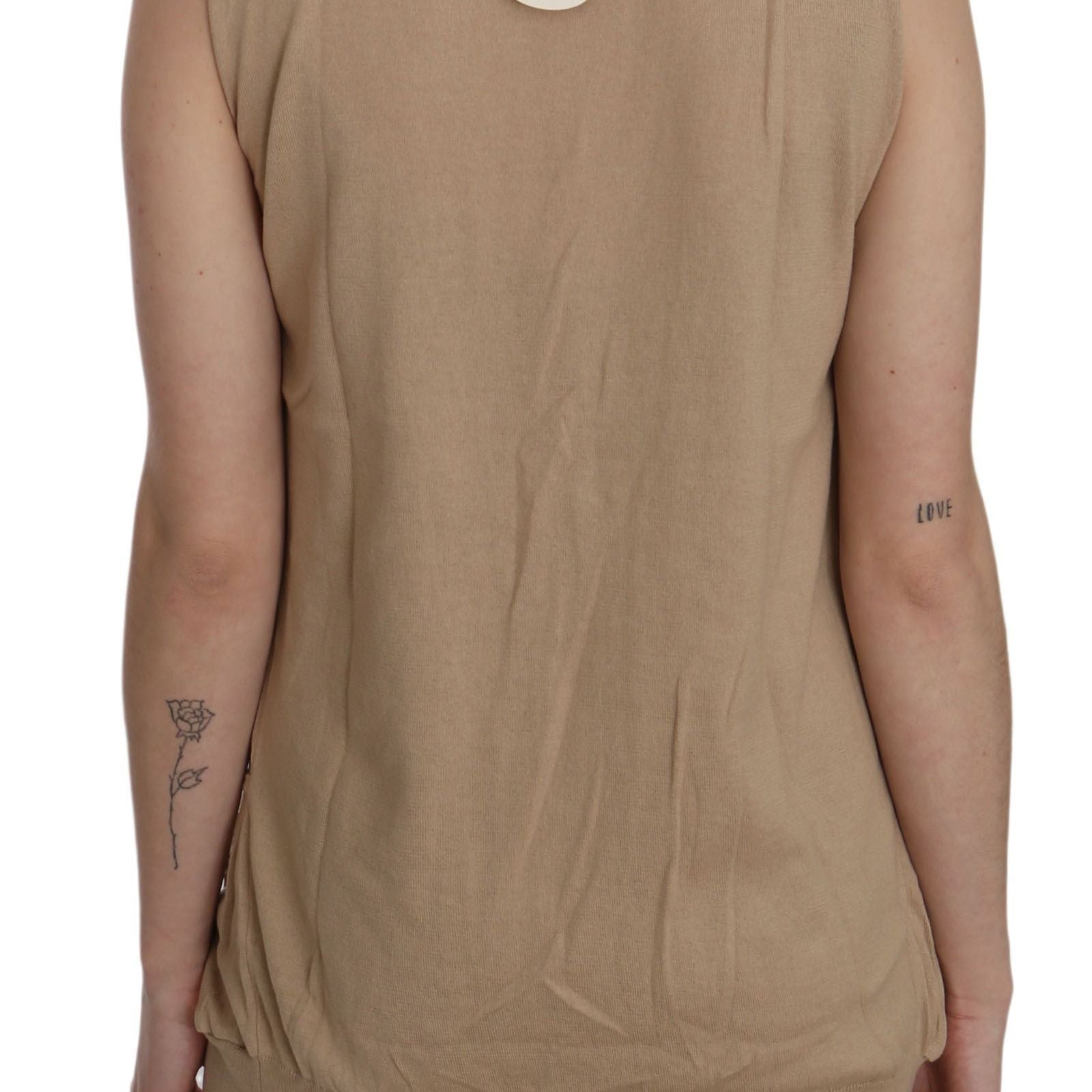 PINK MEMORIES Brown 100% Cotton Sleeveless Cardigan Top Vest