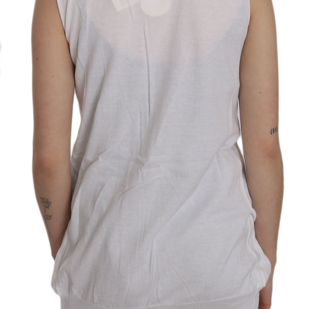 PINK MEMORIES White 100% Cotton Sleeveless Cardigan Top Vest