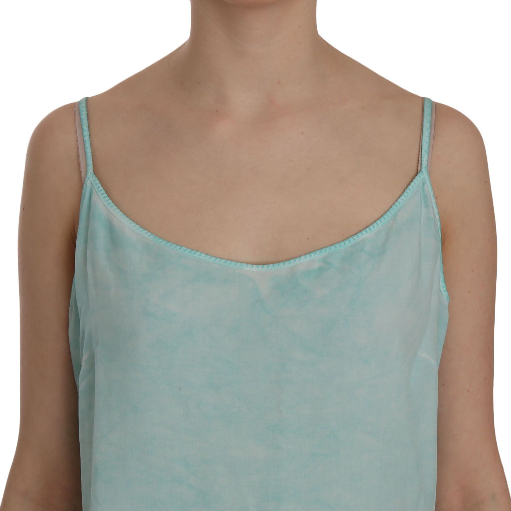 Ermanno Scervino Blue Sleeveless Spaghetti Dress Blouse