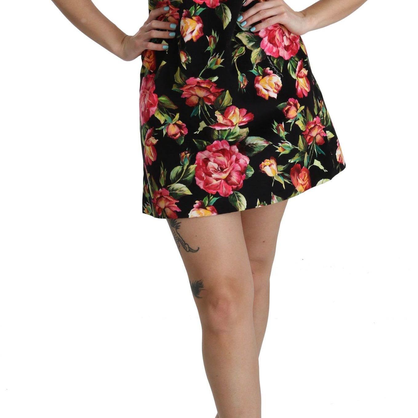Dolce & Gabbana Floral Pink Lace A-Line Shift Mini Dress