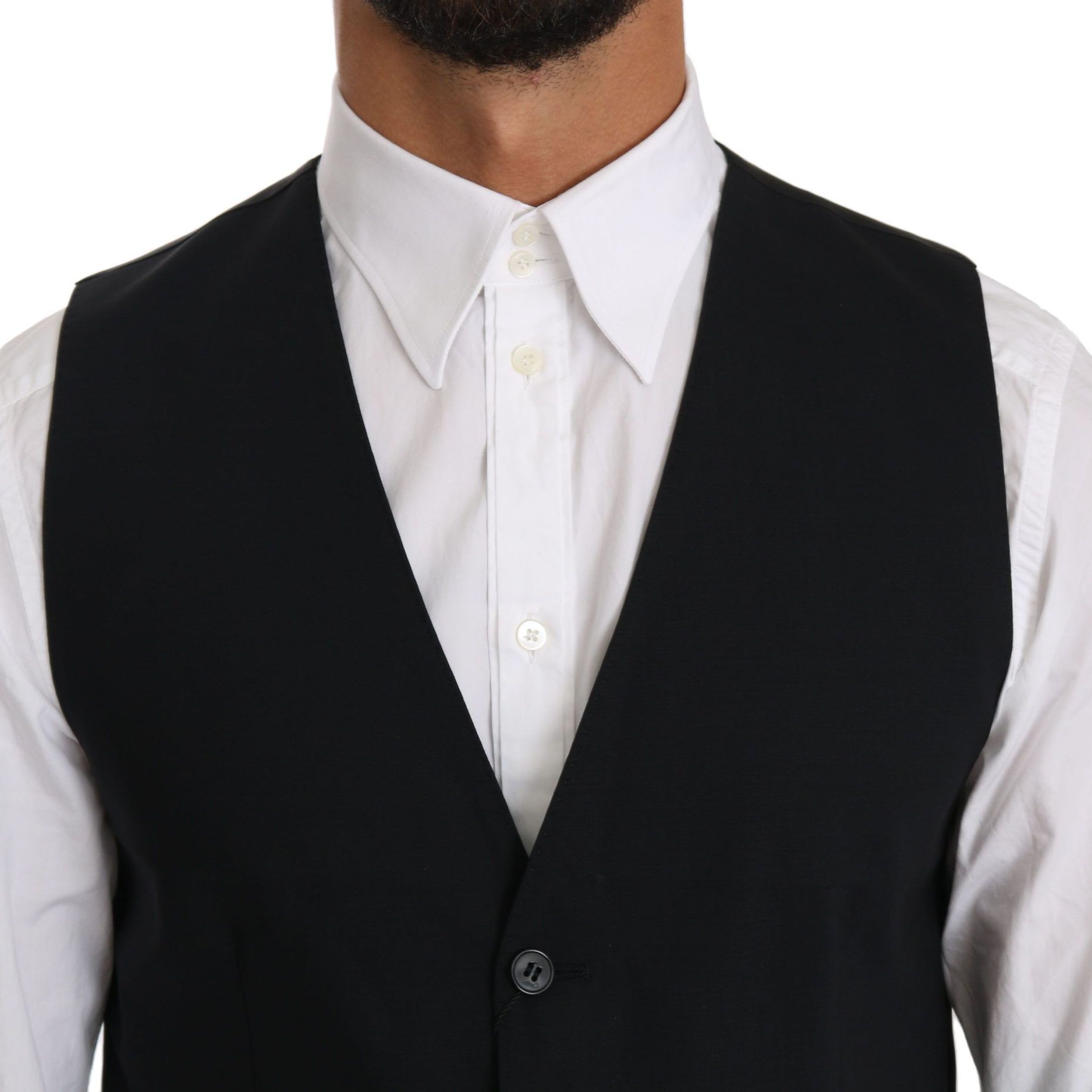 Dolce & Gabbana Blue Wool Waistcoat Formal Gilet Vest