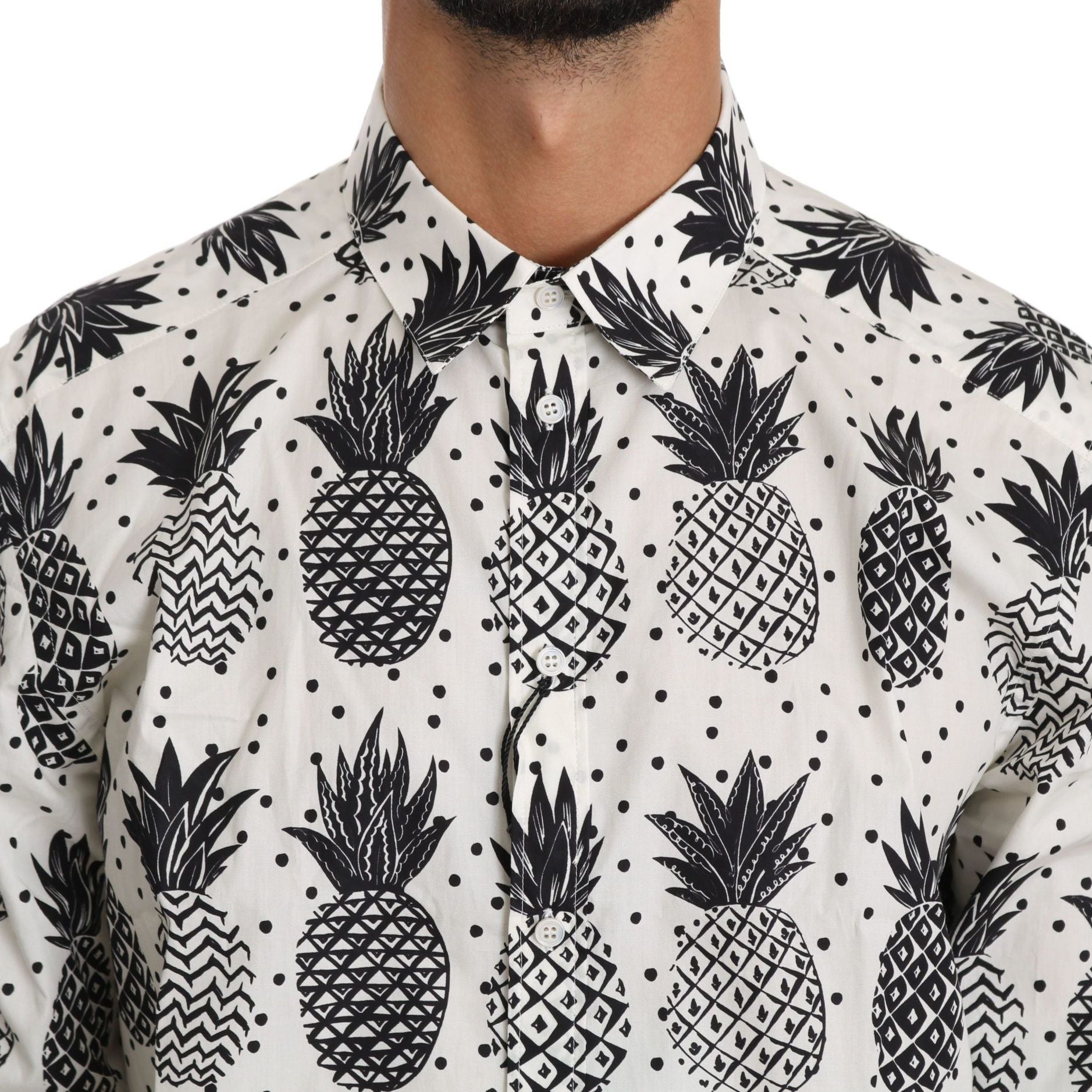 Dolce & Gabbana White Pineapple Cotton Top Shirt