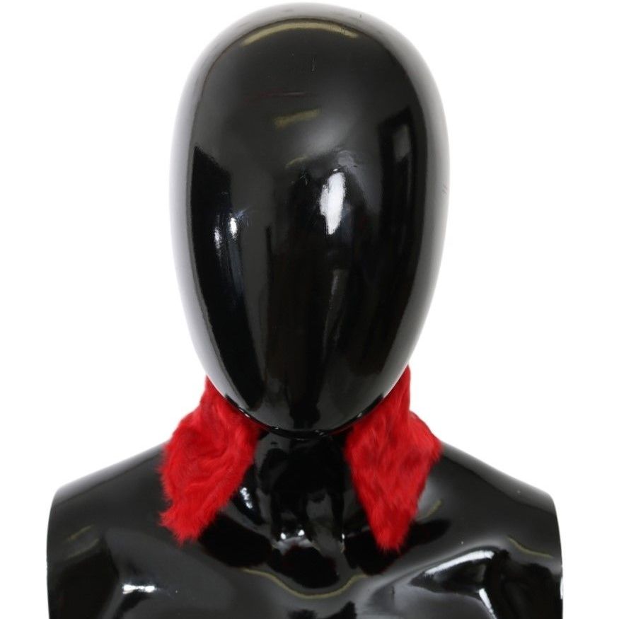 Dolce & Gabbana Red Fur Neck Collar Wrap Lambskin Scarf