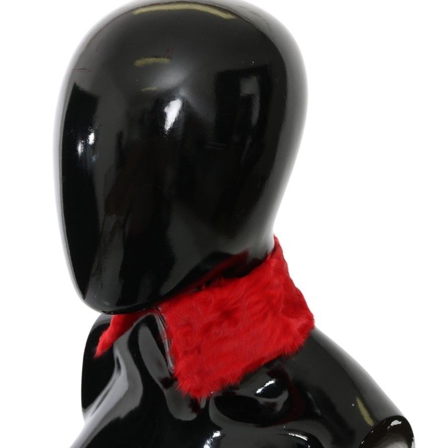 Dolce & Gabbana Red Fur Neck Collar Wrap Lambskin Scarf
