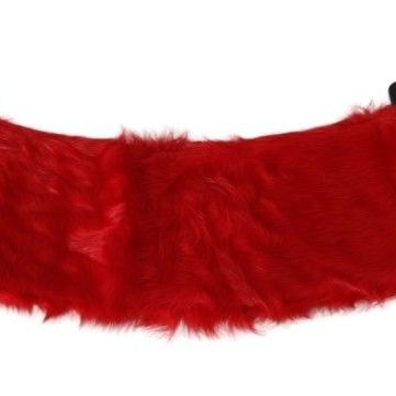 Dolce & Gabbana Red Fur Neck Collar Wrap Lambskin Scarf