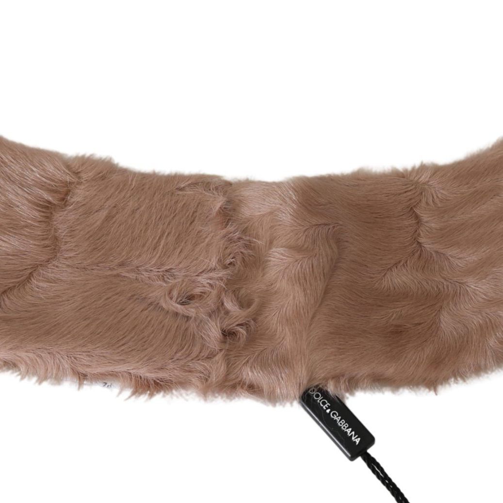 Dolce & Gabbana Beige Fur Neck Collar Lambskin Scarf