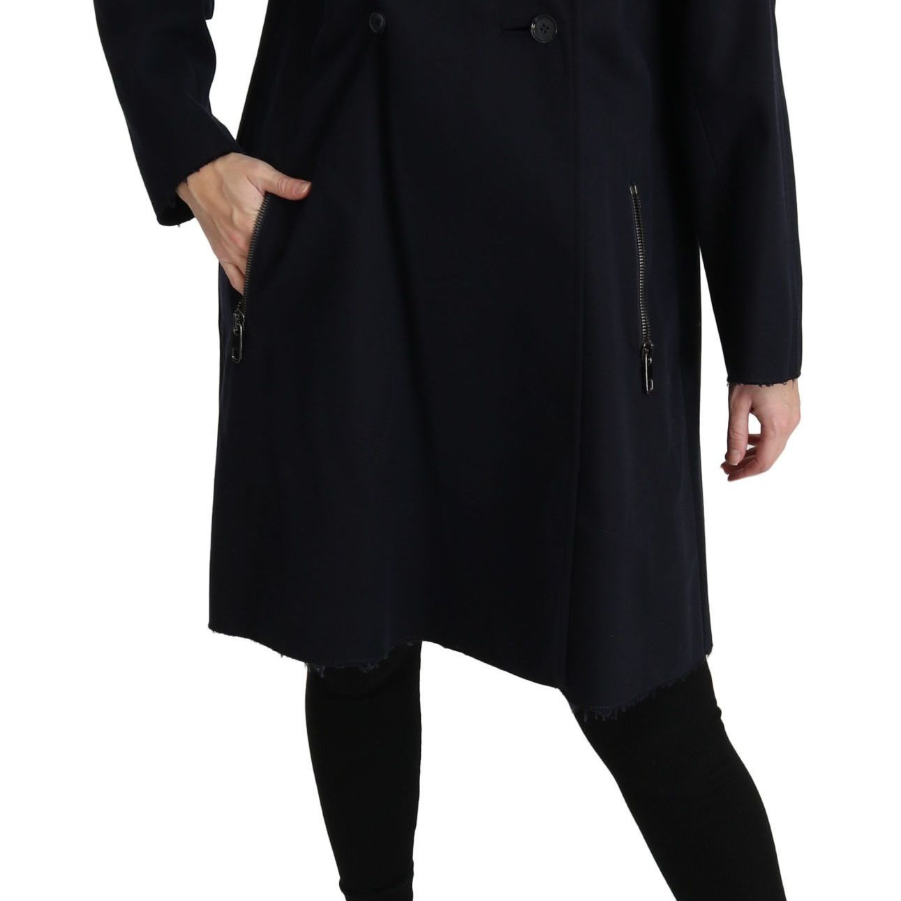 Dolce & Gabbana Coat Blue Cotton Women Trench Jacket