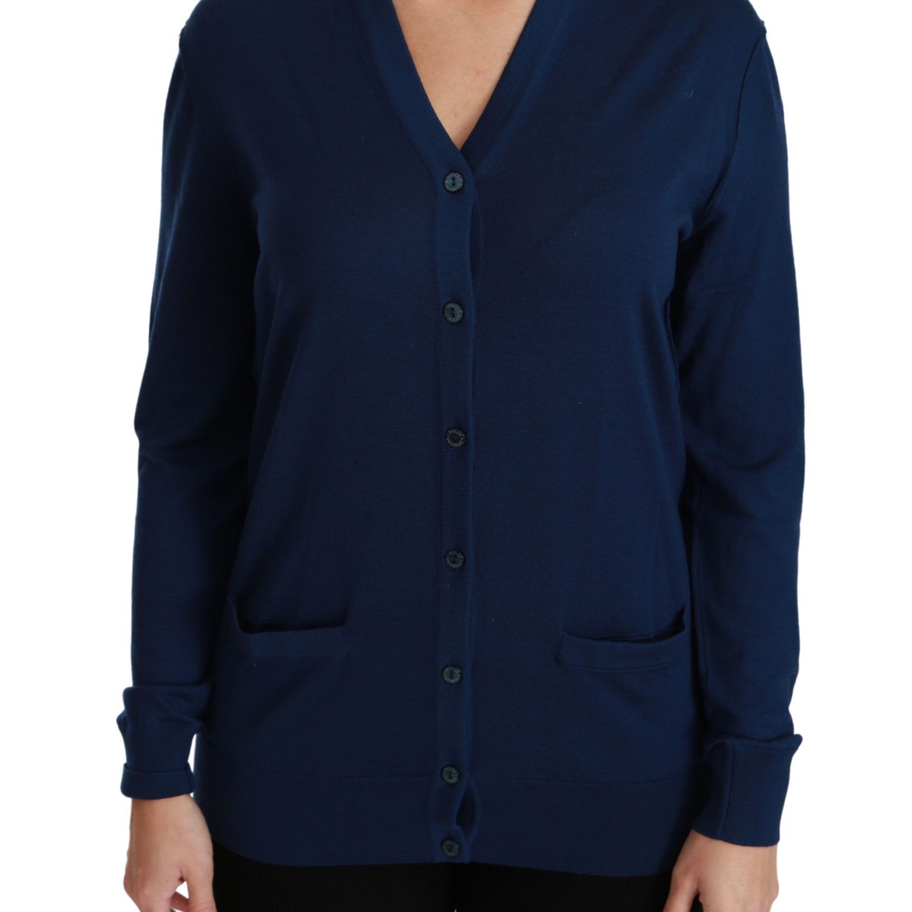 Dolce & Gabbana Blue Button Cardigan Virgin Wool Sweater