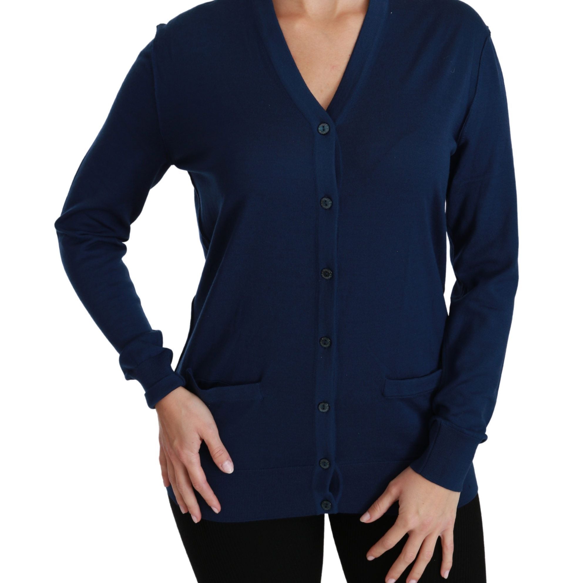 Dolce & Gabbana Blue Button Cardigan Virgin Wool Sweater