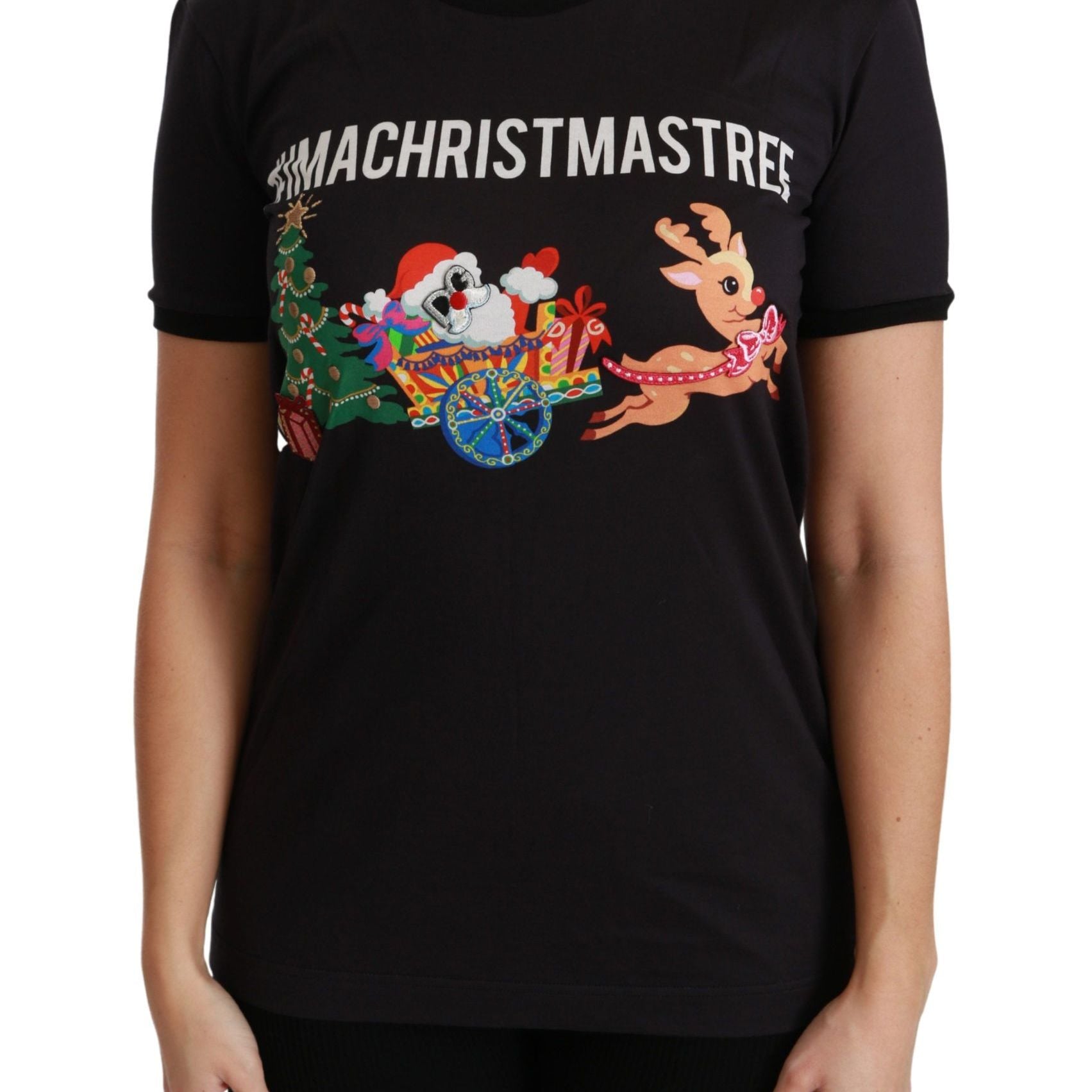 Dolce & Gabbana Black #ImAChristmasTree Crewneck Top T-shirt