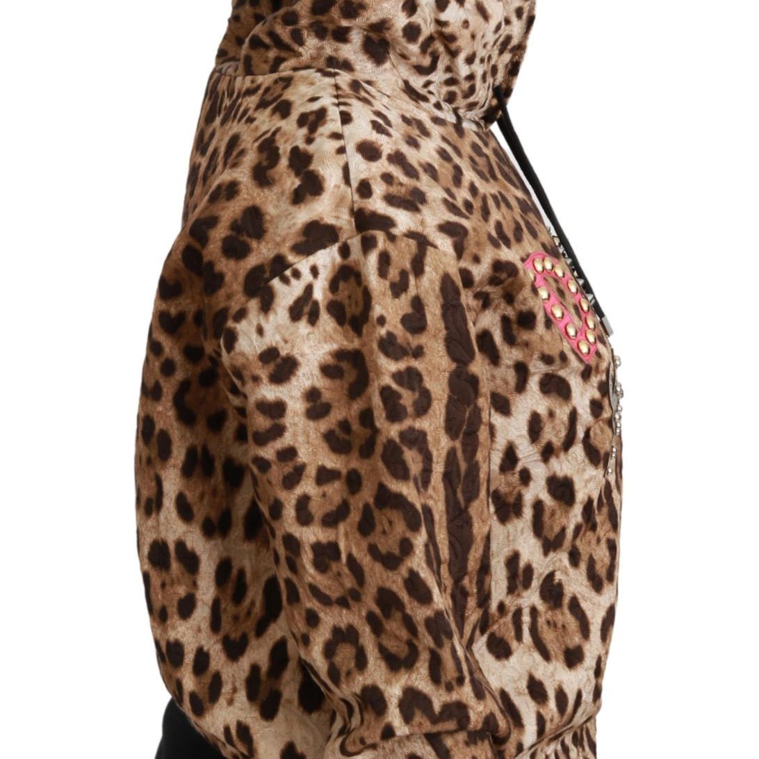 Dolce & Gabbana Brown Hooded Studded Ayers Leopard Sweater