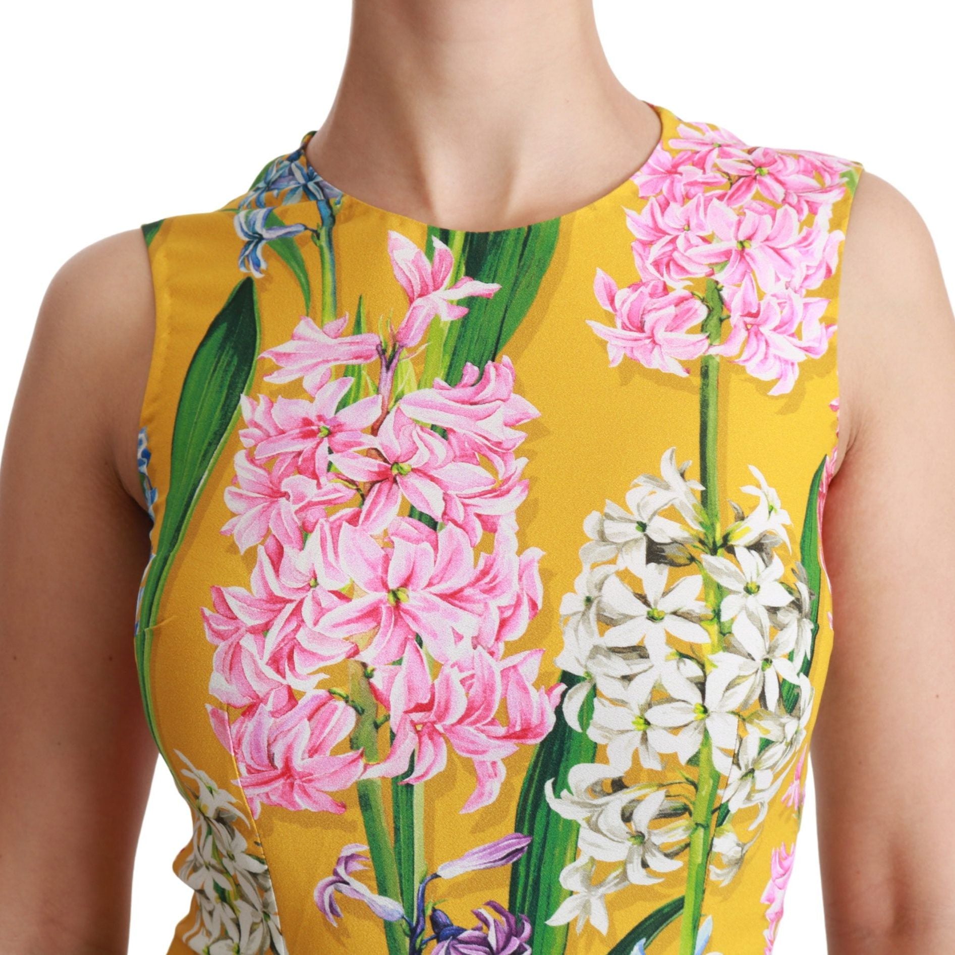 Dolce & Gabbana Yellow Floral Stretch Top Tank Blouse