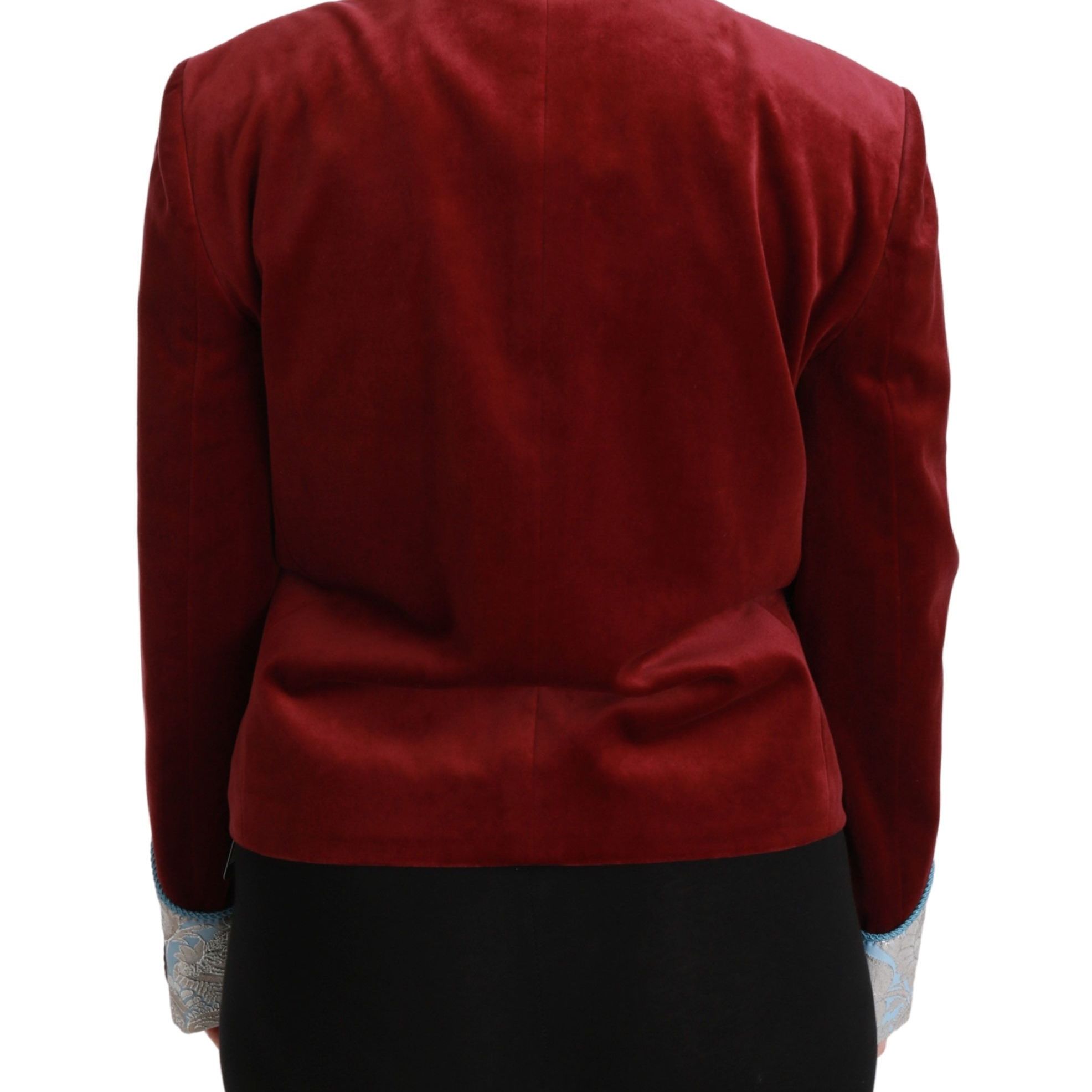 Dolce & Gabbana Red Velvet Baroque Crystal Blazer Jacket