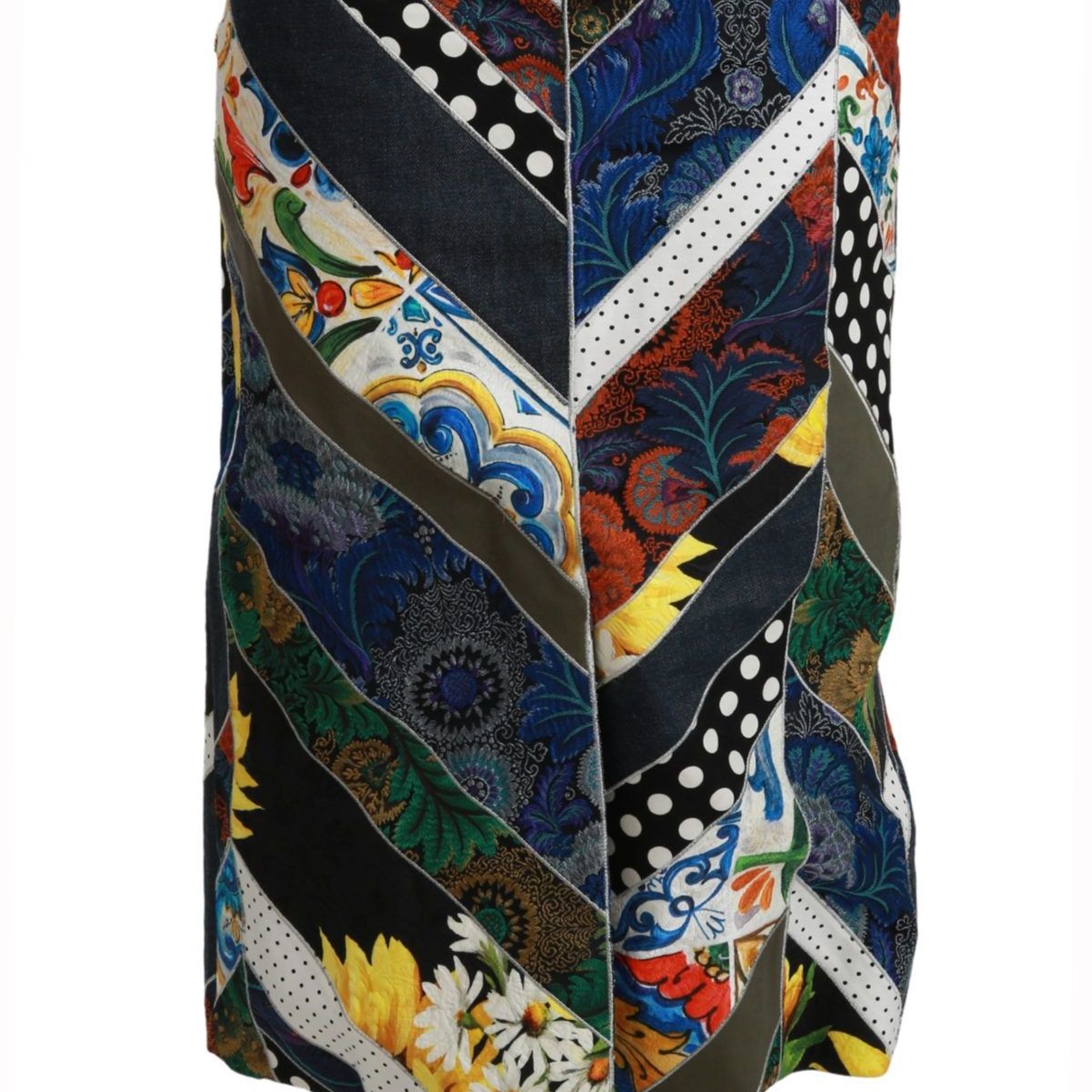 Dolce & Gabbana Multicolor Silk Geometric High Waist Maxi Skirt