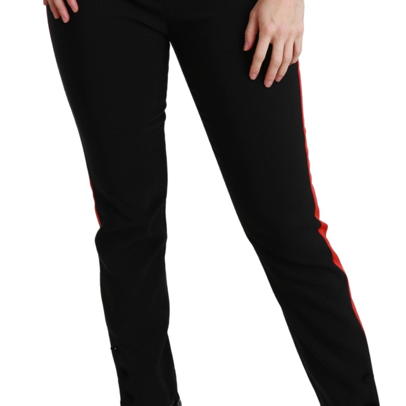 Dolce & Gabbana Black Skinny Stretch Fox Head Cotton Pants