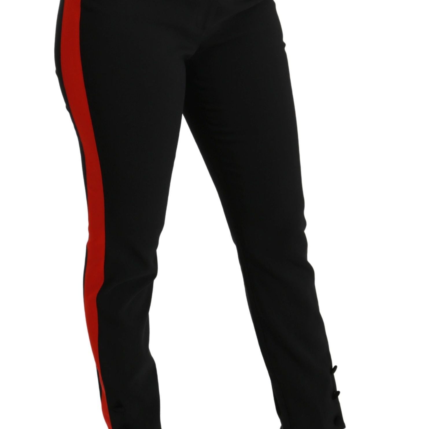 Dolce & Gabbana Black Skinny Stretch Fox Head Cotton Pants
