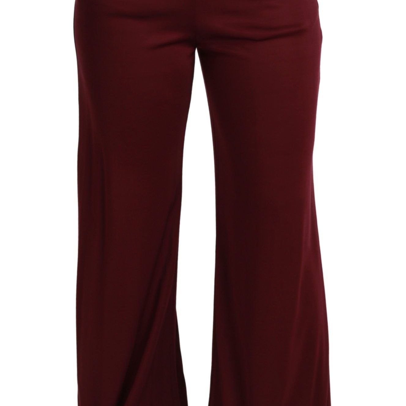 Dolce & Gabbana Black Lace High Waist Wide Leg Maroon Pants