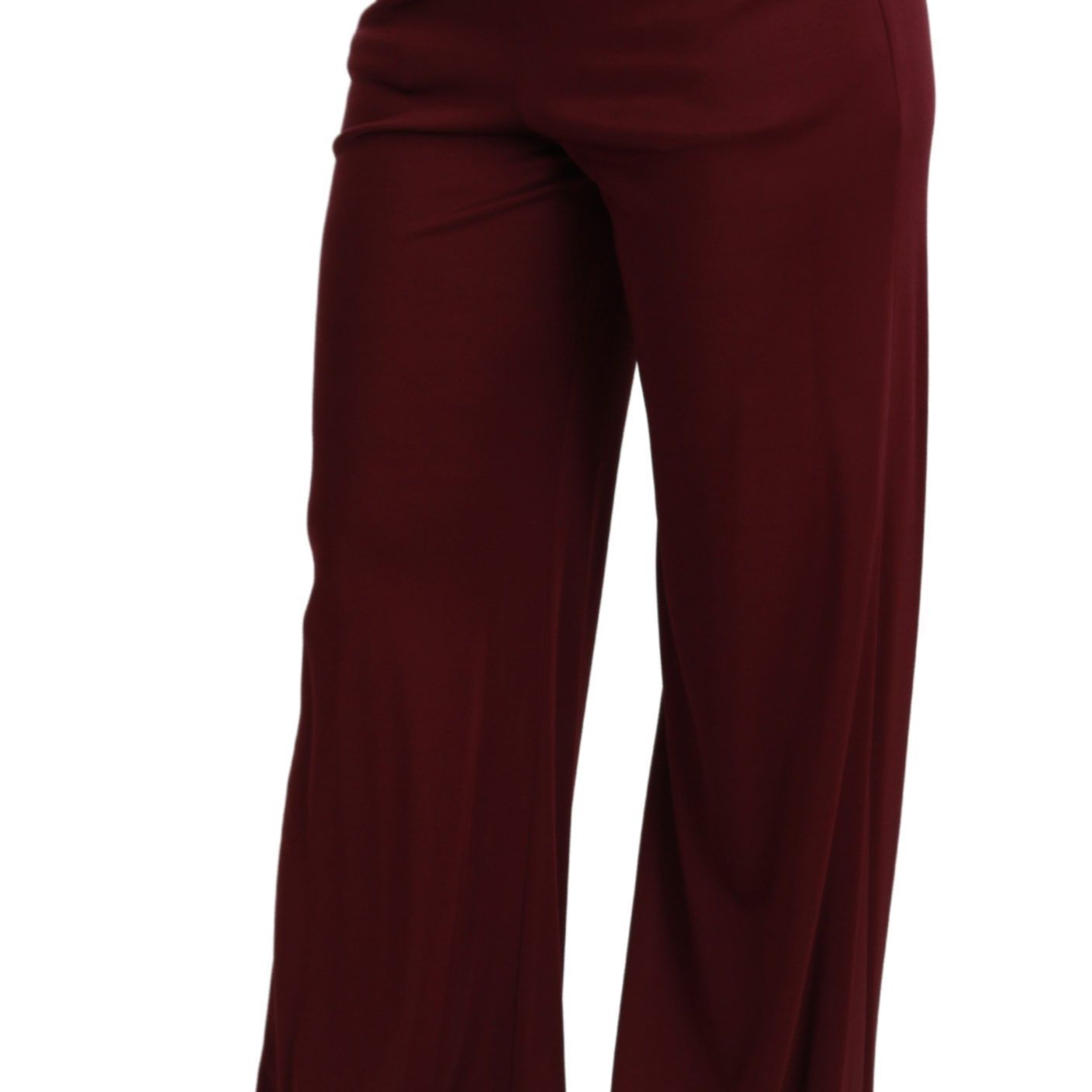 Dolce & Gabbana Black Lace High Waist Wide Leg Maroon Pants