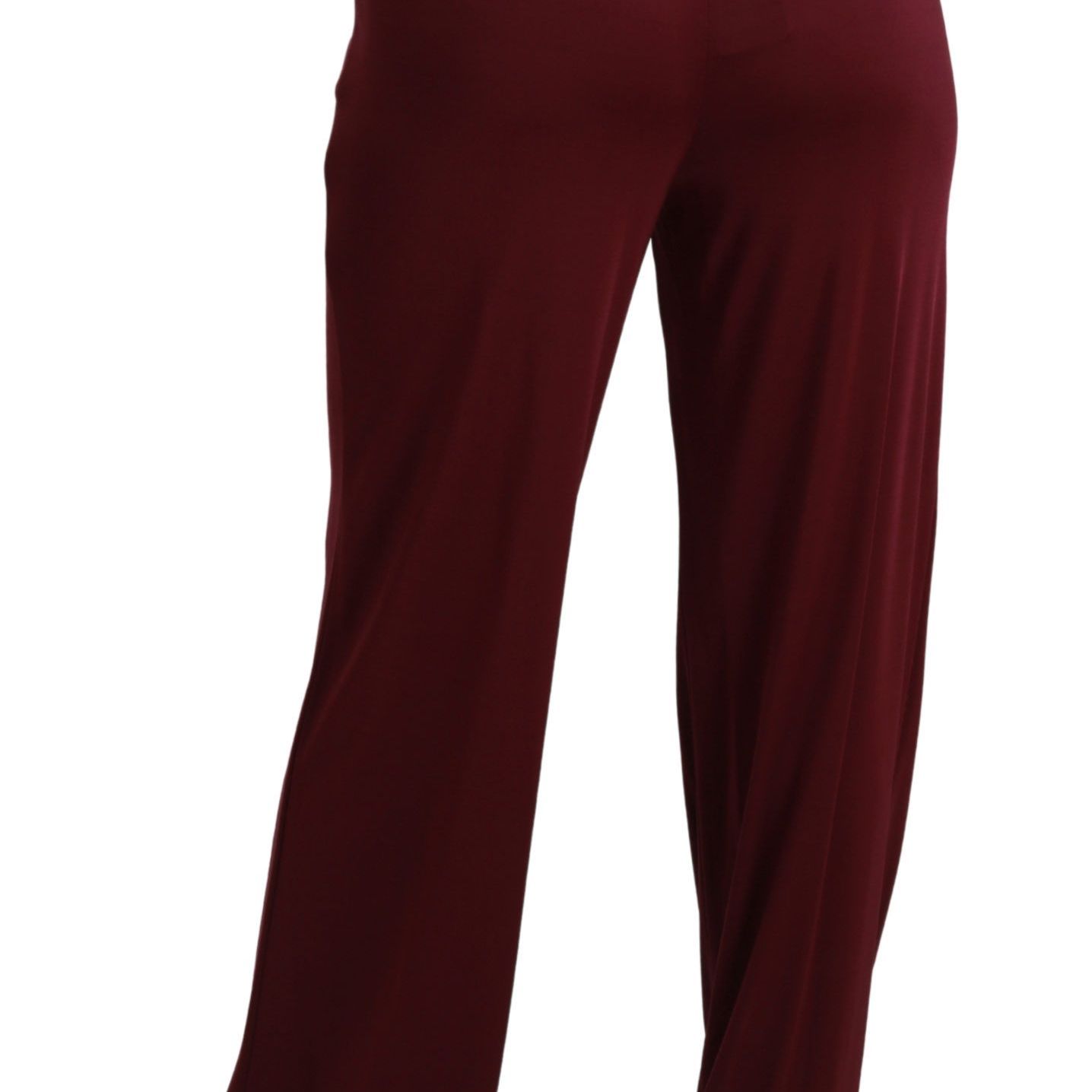 Dolce & Gabbana Black Lace High Waist Wide Leg Maroon Pants