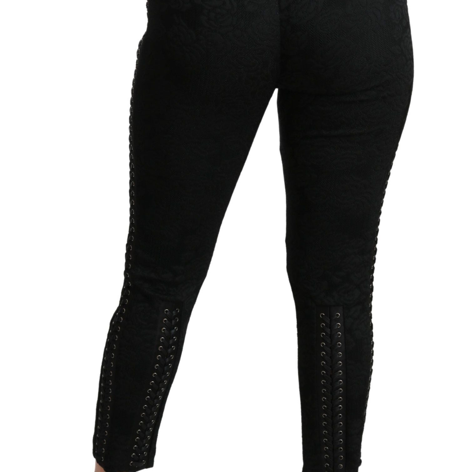 Dolce & Gabbana Black Brocade Skinny High Waist Pants
