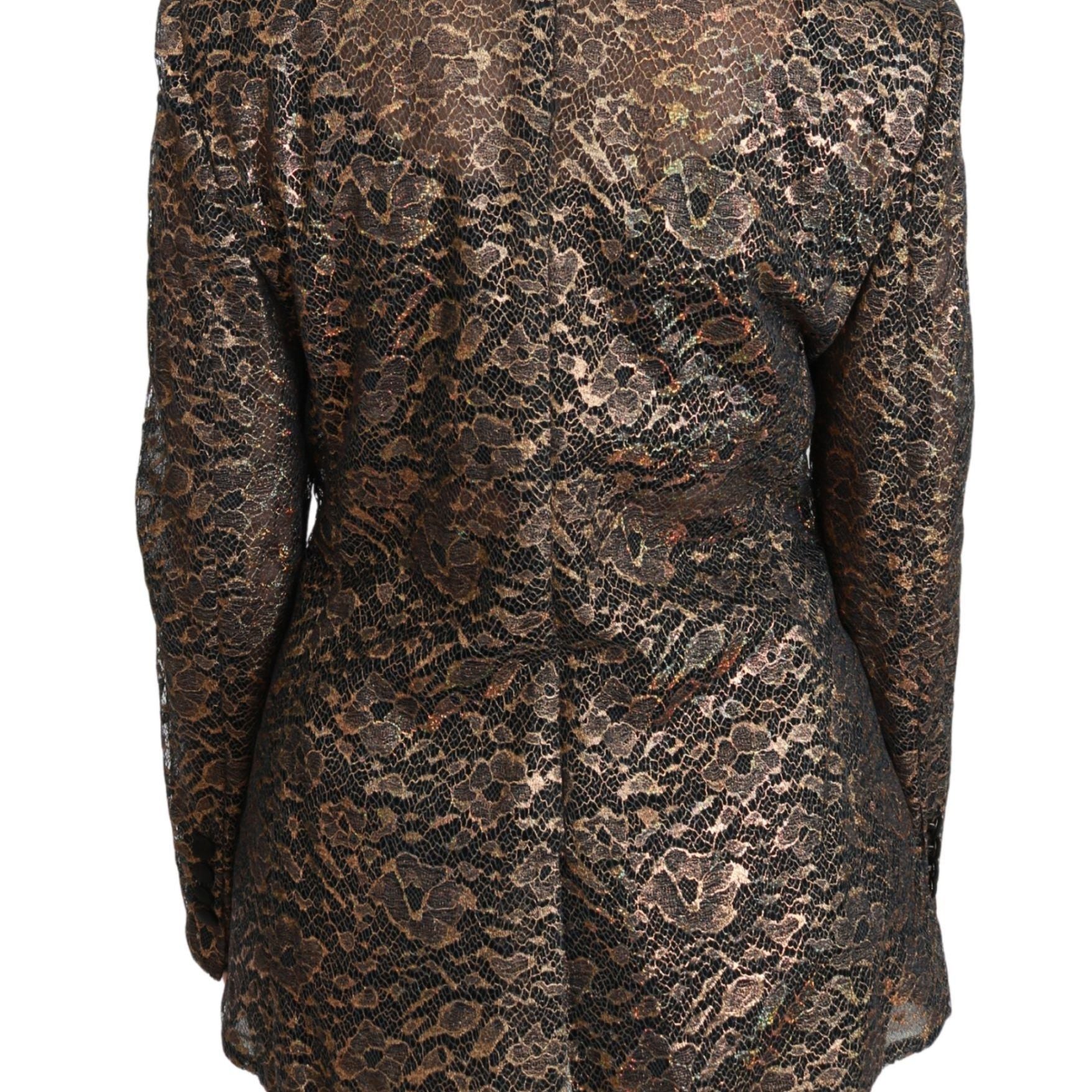 Dolce & Gabbana Gold Black Lace Blazer Coat Floral Jacket