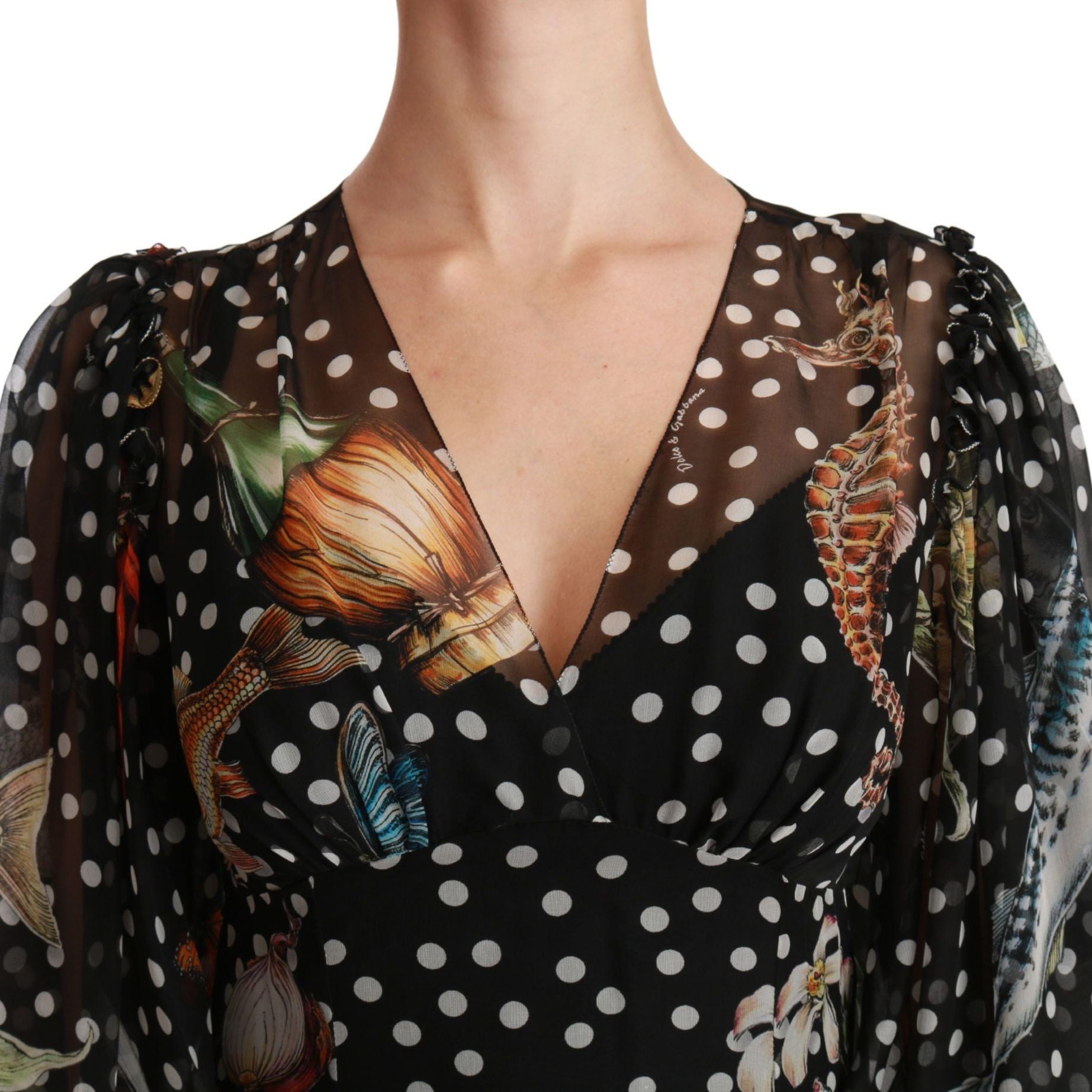 Dolce & Gabbana Black Sea Fish Sicily A-line Shift Dress