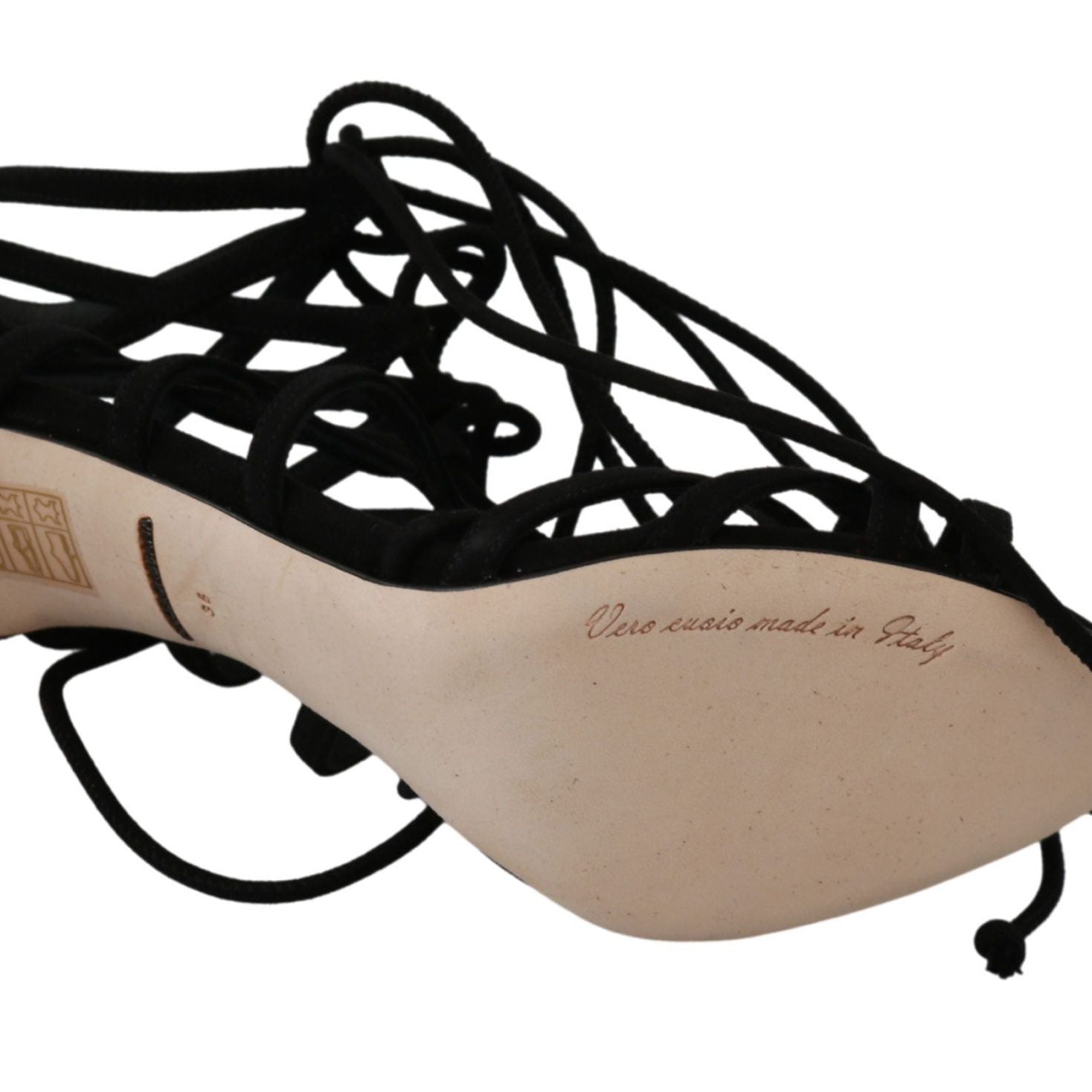 Dolce & Gabbana Black Suede Strap Stilettos Shoes Sandals