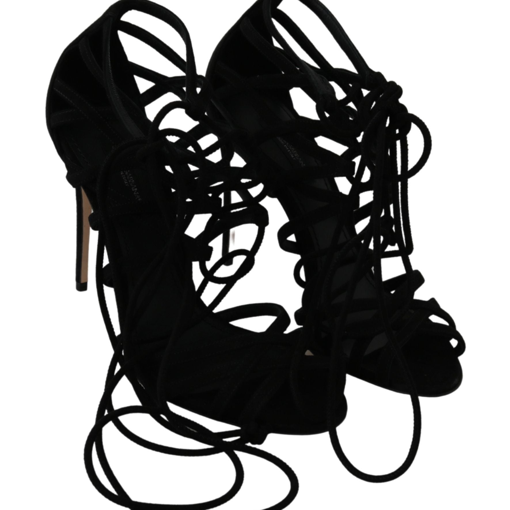 Dolce & Gabbana Black Suede Strap Stilettos Shoes Sandals