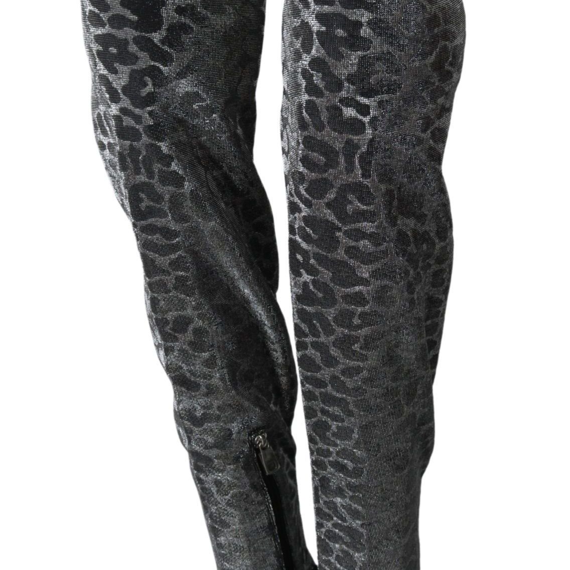 Dolce & Gabbana Gray Leopard High Top Sneakers Booties Shoes