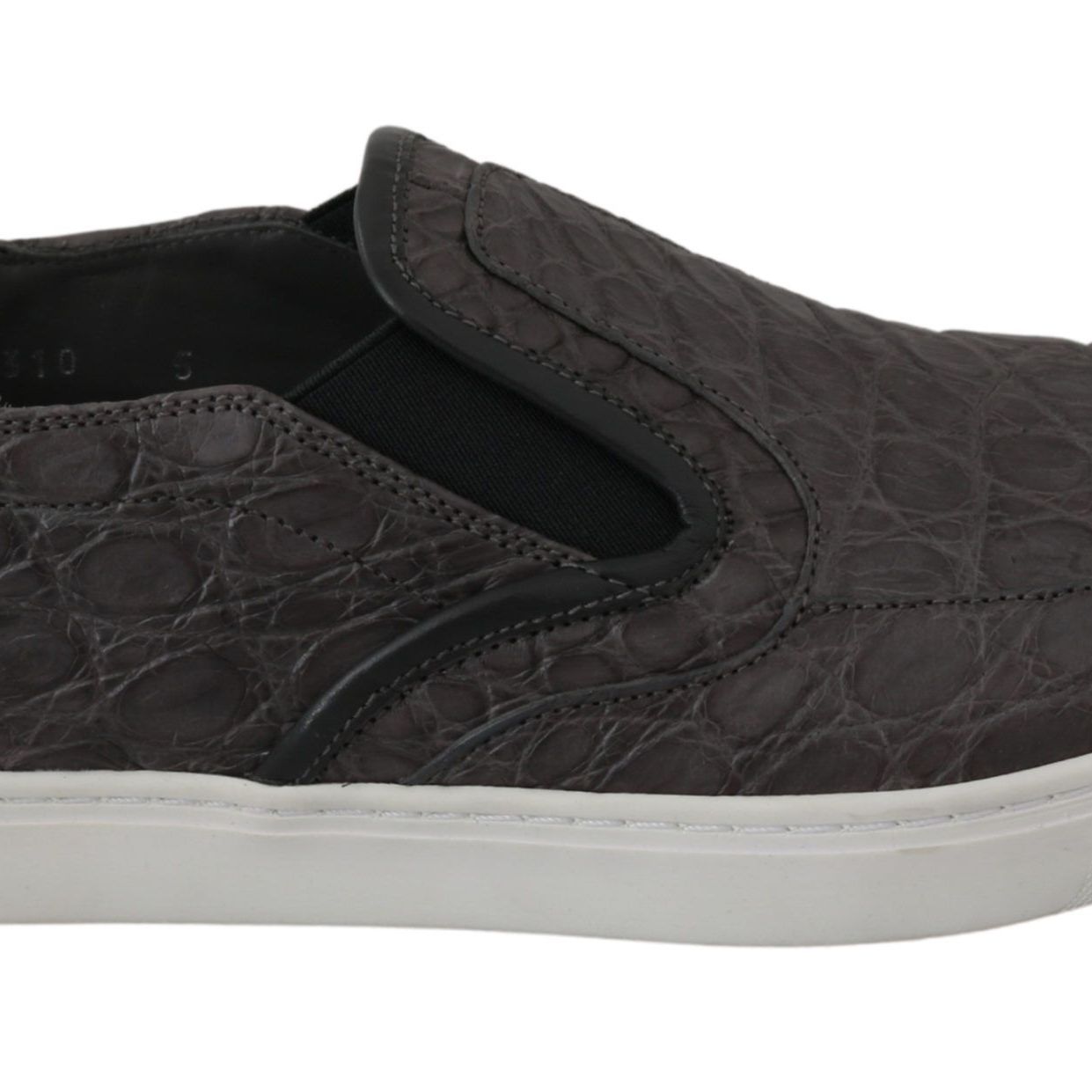 Dolce & Gabbana Gray Leather Flat Caiman Mens Loafers Shoes