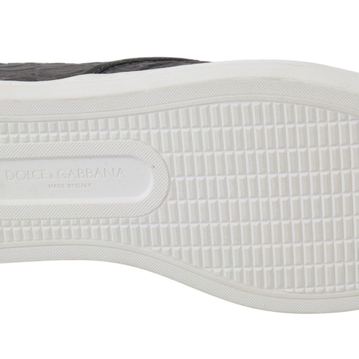 Dolce & Gabbana Gray Leather Flat Caiman Mens Loafers Shoes